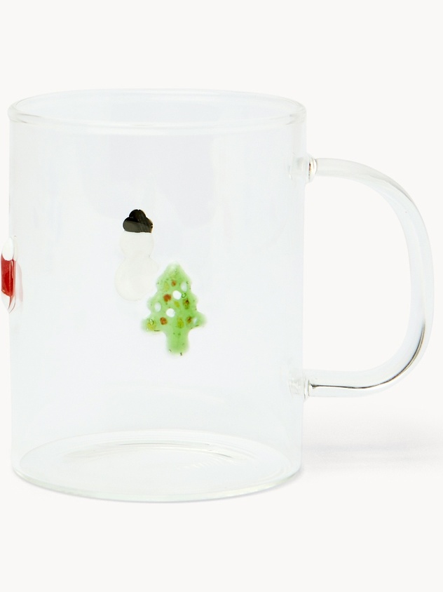 Borosilicate glass mug with Christmas appliques