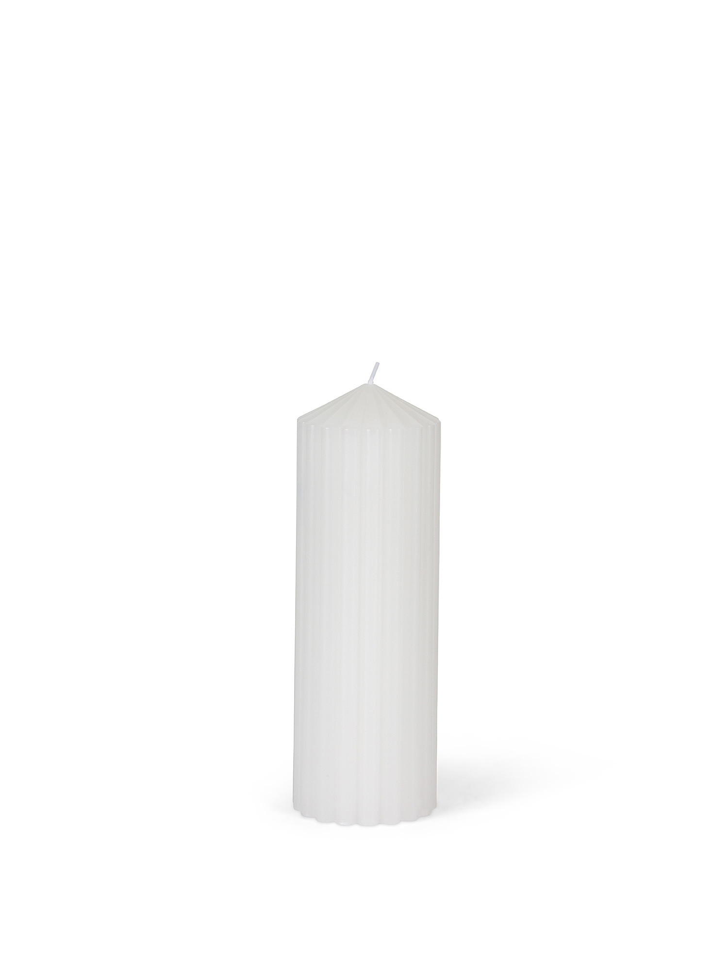 Solid color striped candle, White, large image number 0