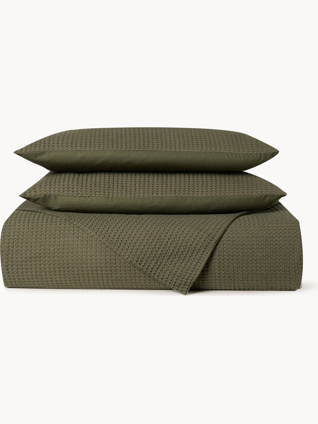 Pure washed cotton waffle-weave duvet cover