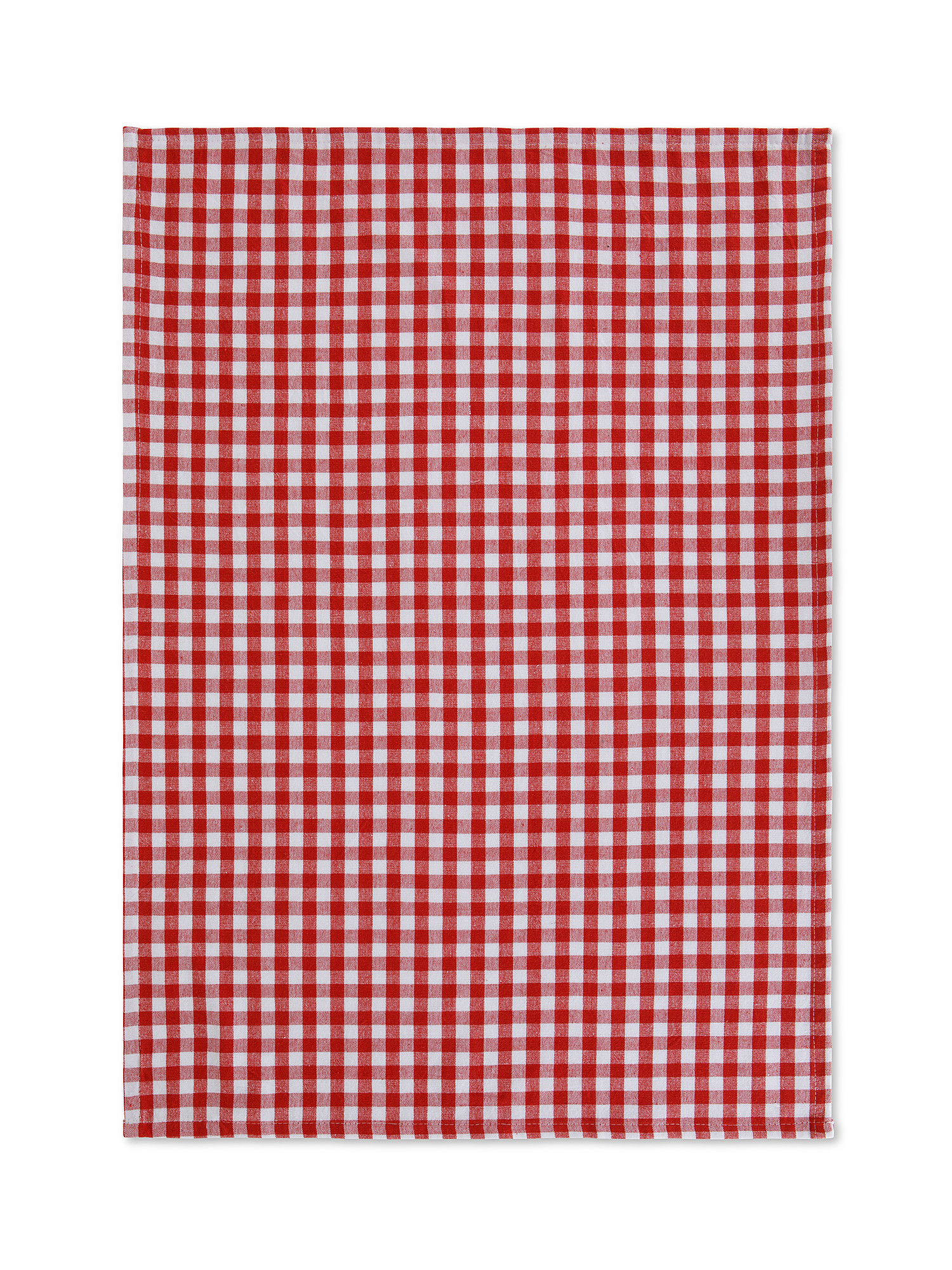 Set of 3 vichy patterned cotton tea towels, Red, large image number 1