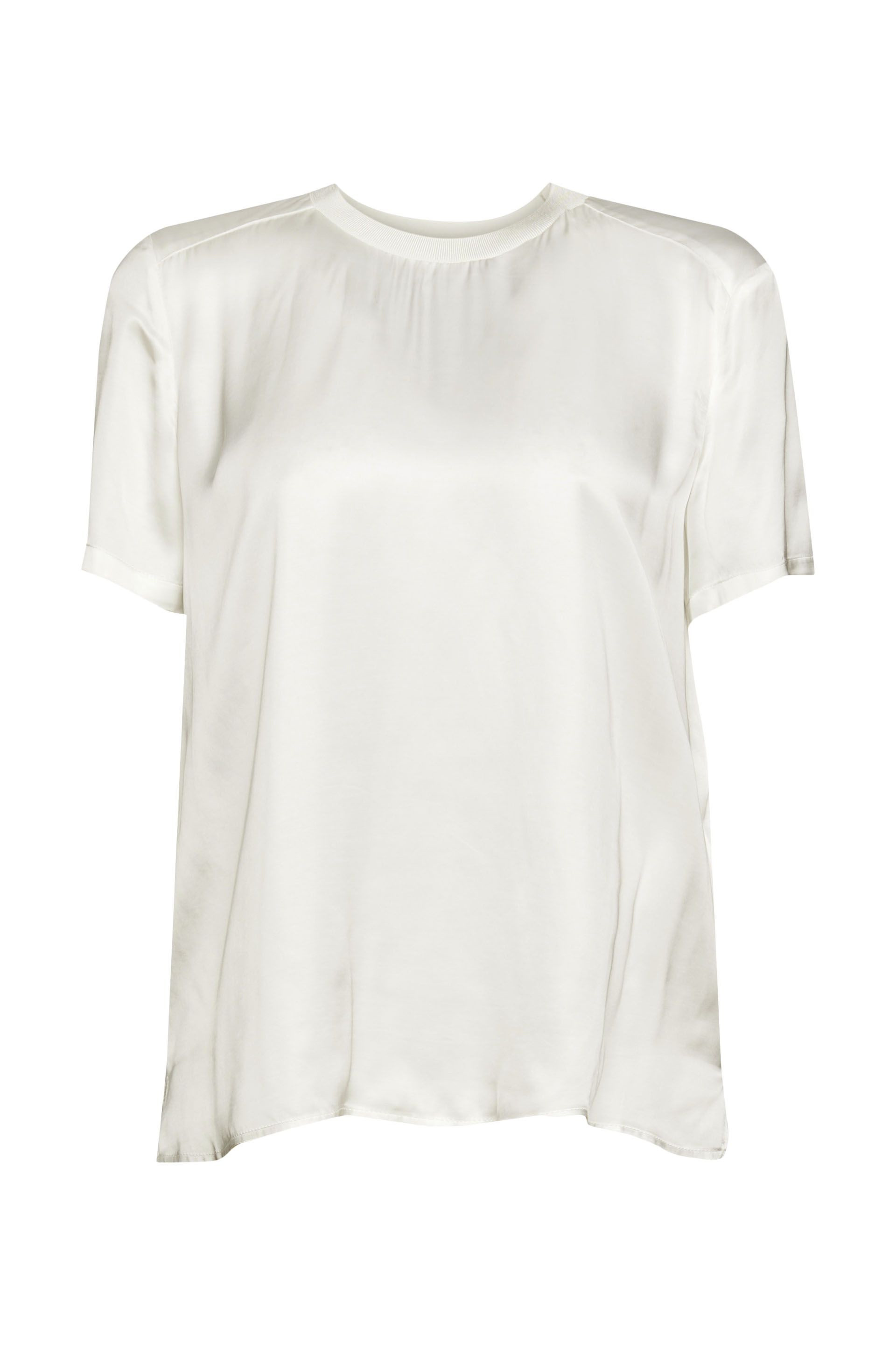 Short-sleeved silk-effect blouse, White, large image number 0