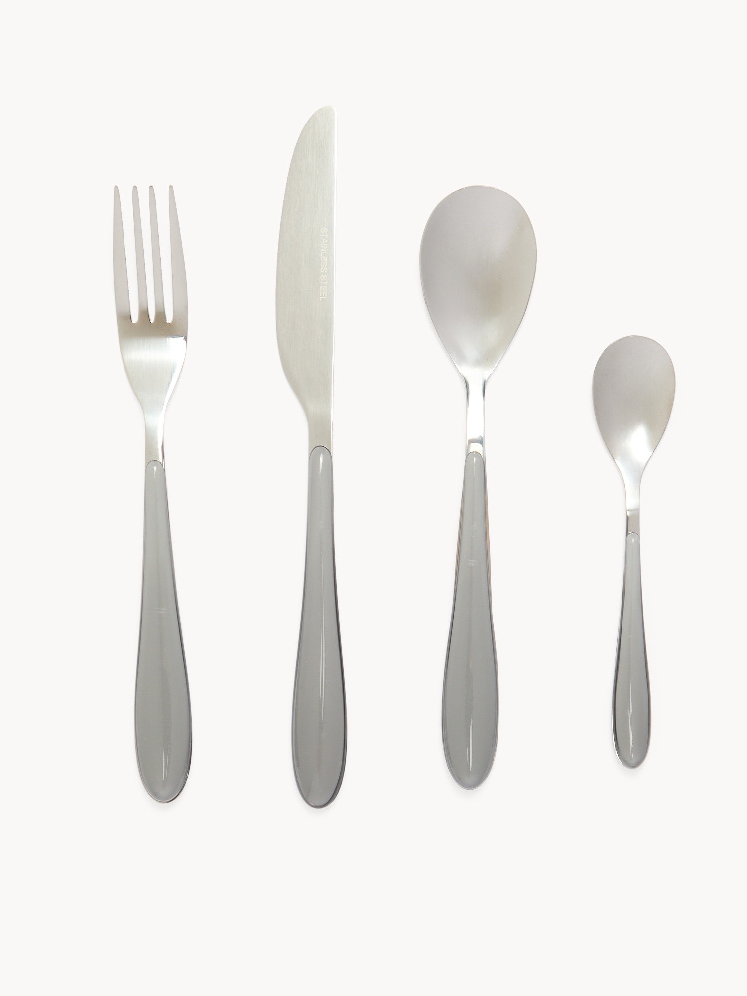 24-piece stainless steel flatware set with plastic handles, Grey, large image number 0