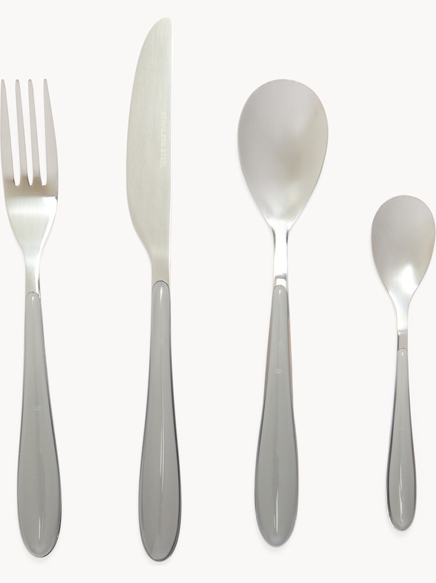 24-piece stainless steel flatware set with plastic handles