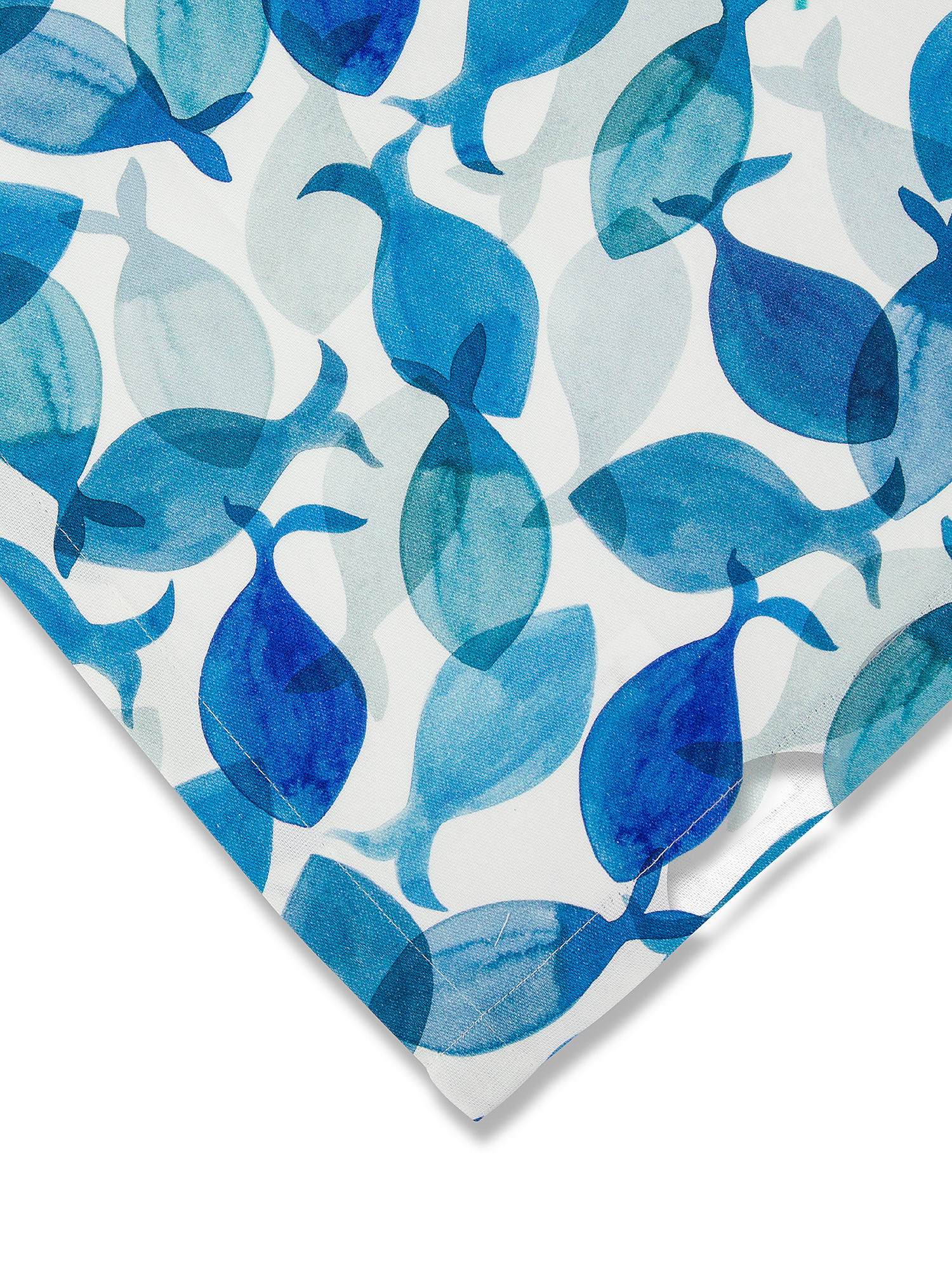100% cotton centerpiece with fish print, Blue, large image number 1