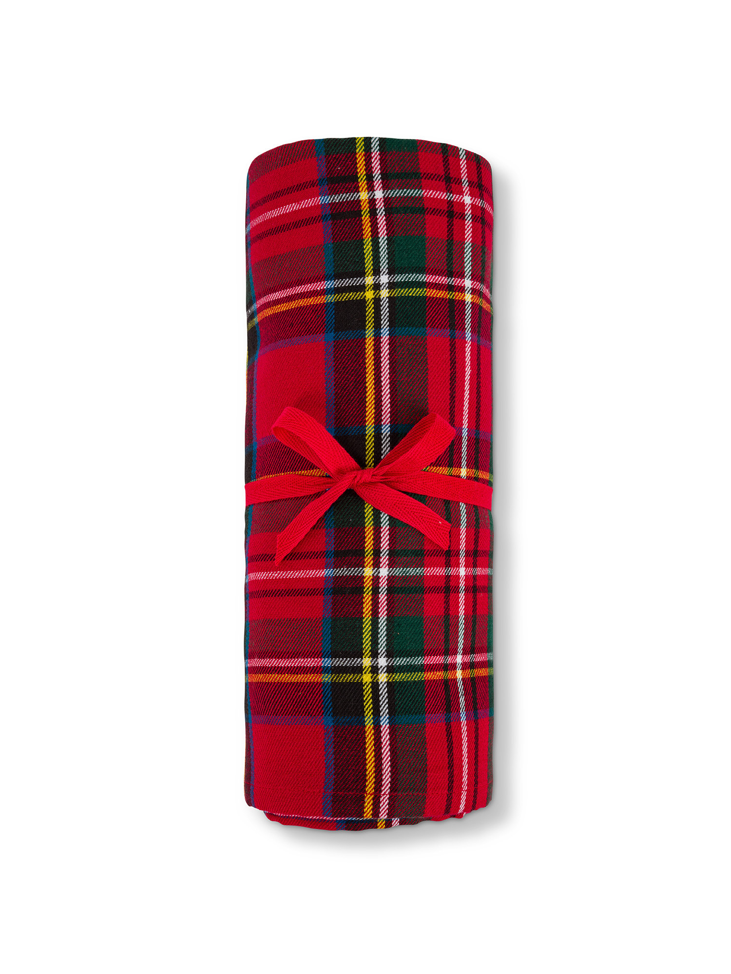 Telo arredo in cotone motivo tartan, Rosso, large image number 1