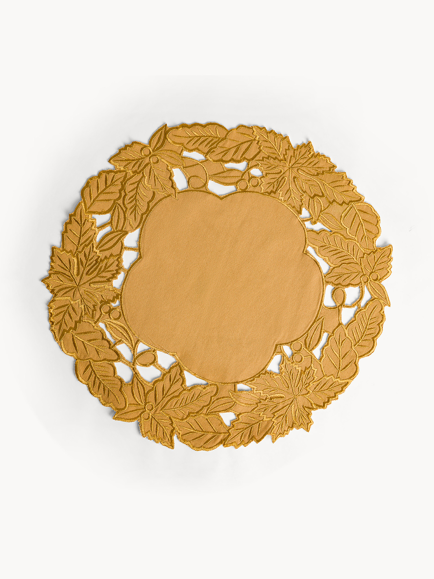 Tovaglietta laser cut zucche in puro cotone, Giallo, large image number 0