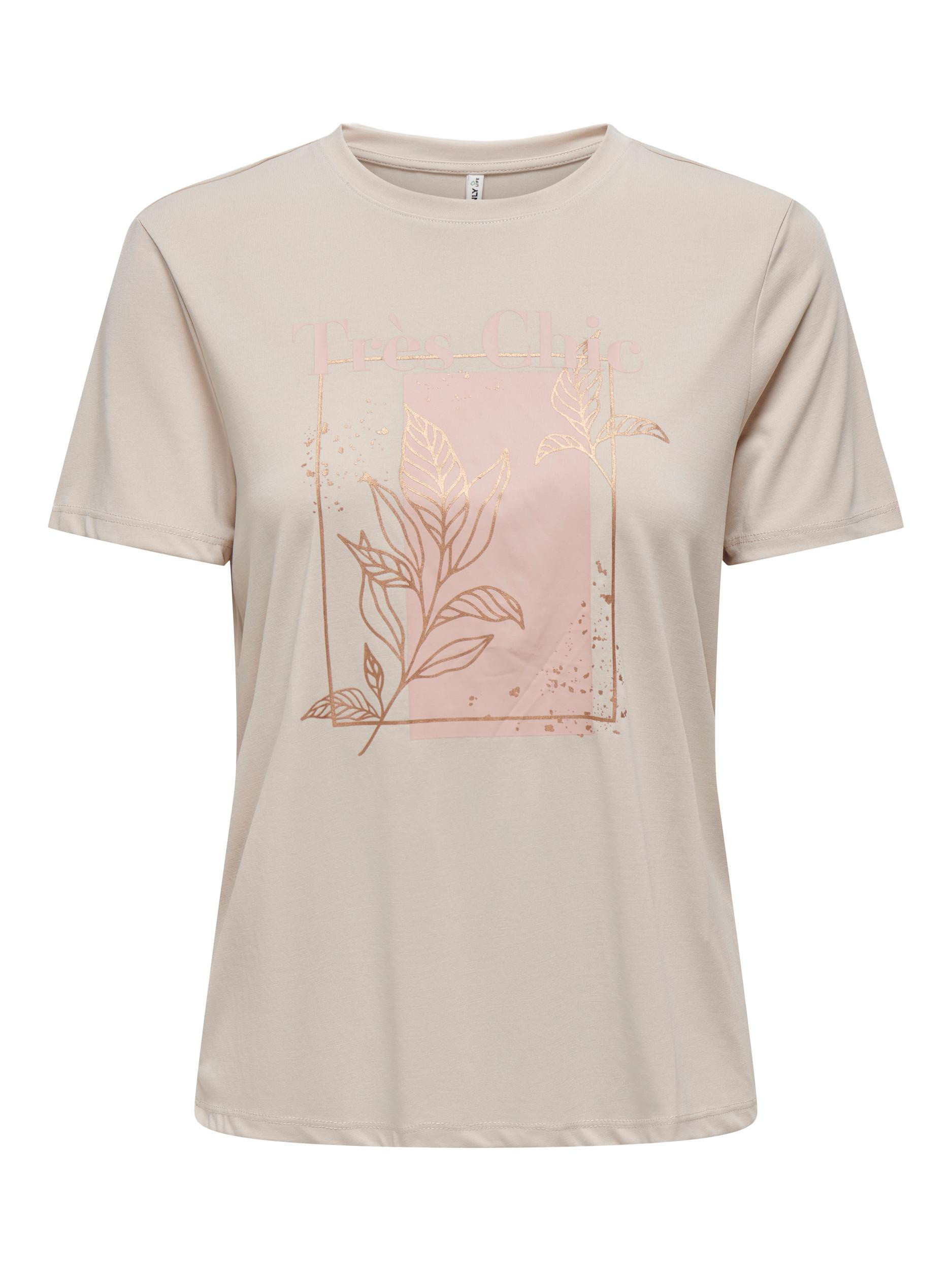Only - T-shirt regular fit con stampa, Beige, large image number 0