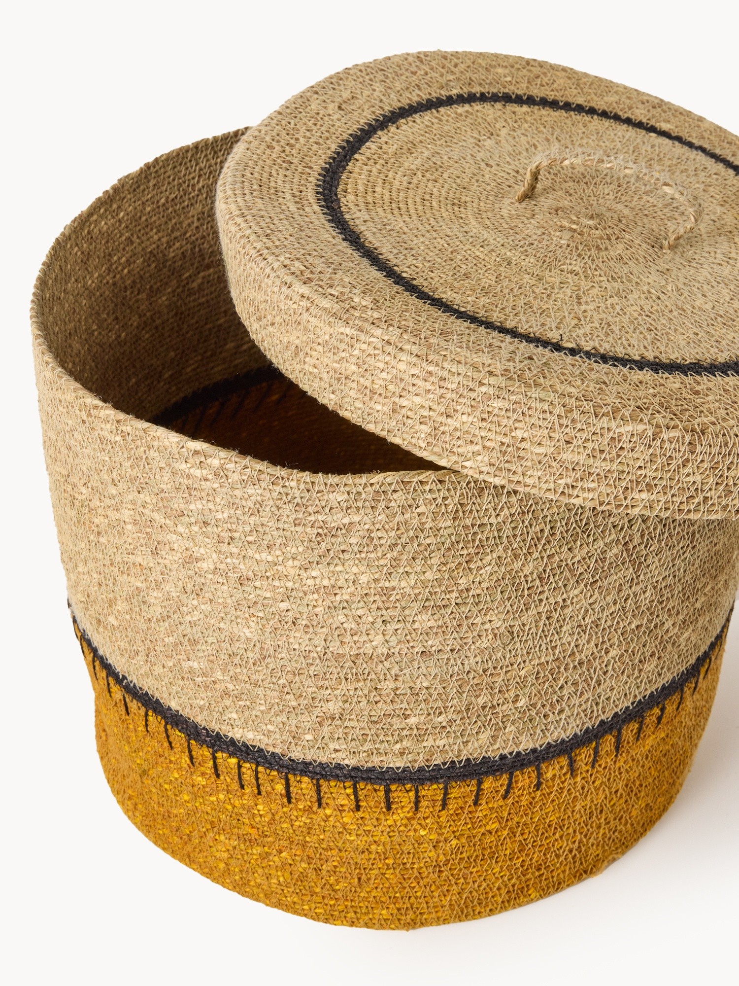 Hand-woven and painted seagrass basket, Multicolor, large image number 1