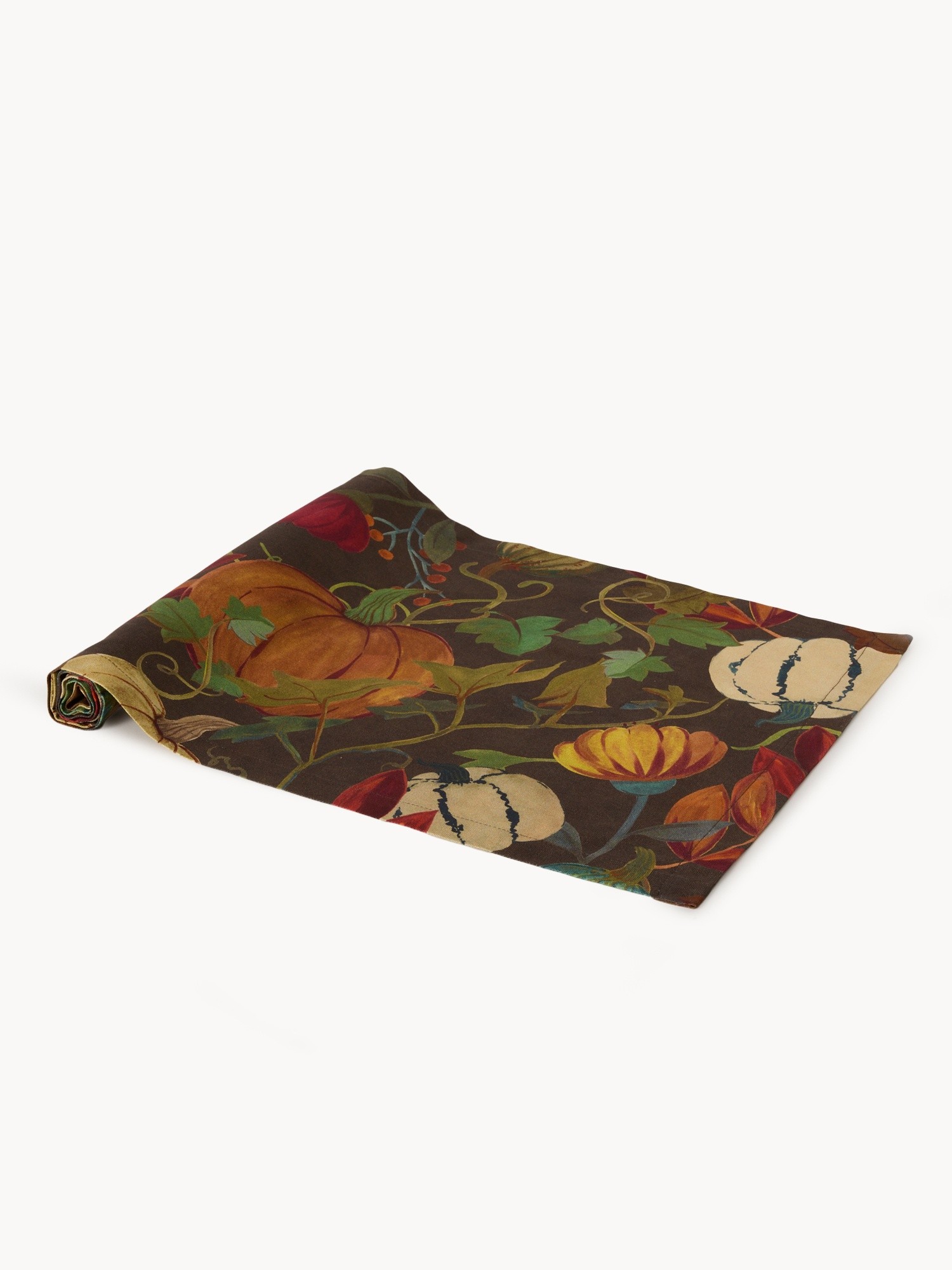 Cotton panama table runner with pumpkin print, Multicolor, large image number 0