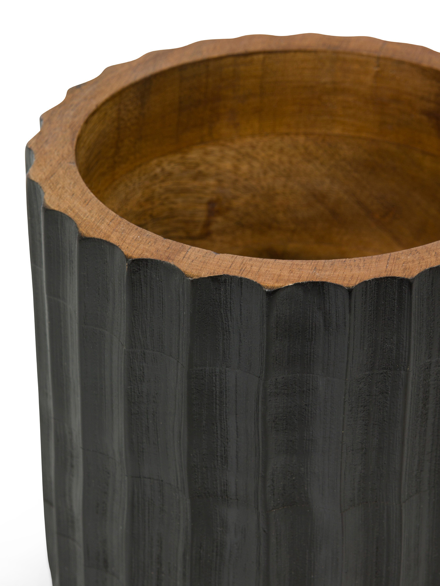 Carved mango wood vase cover, Black, large image number 1