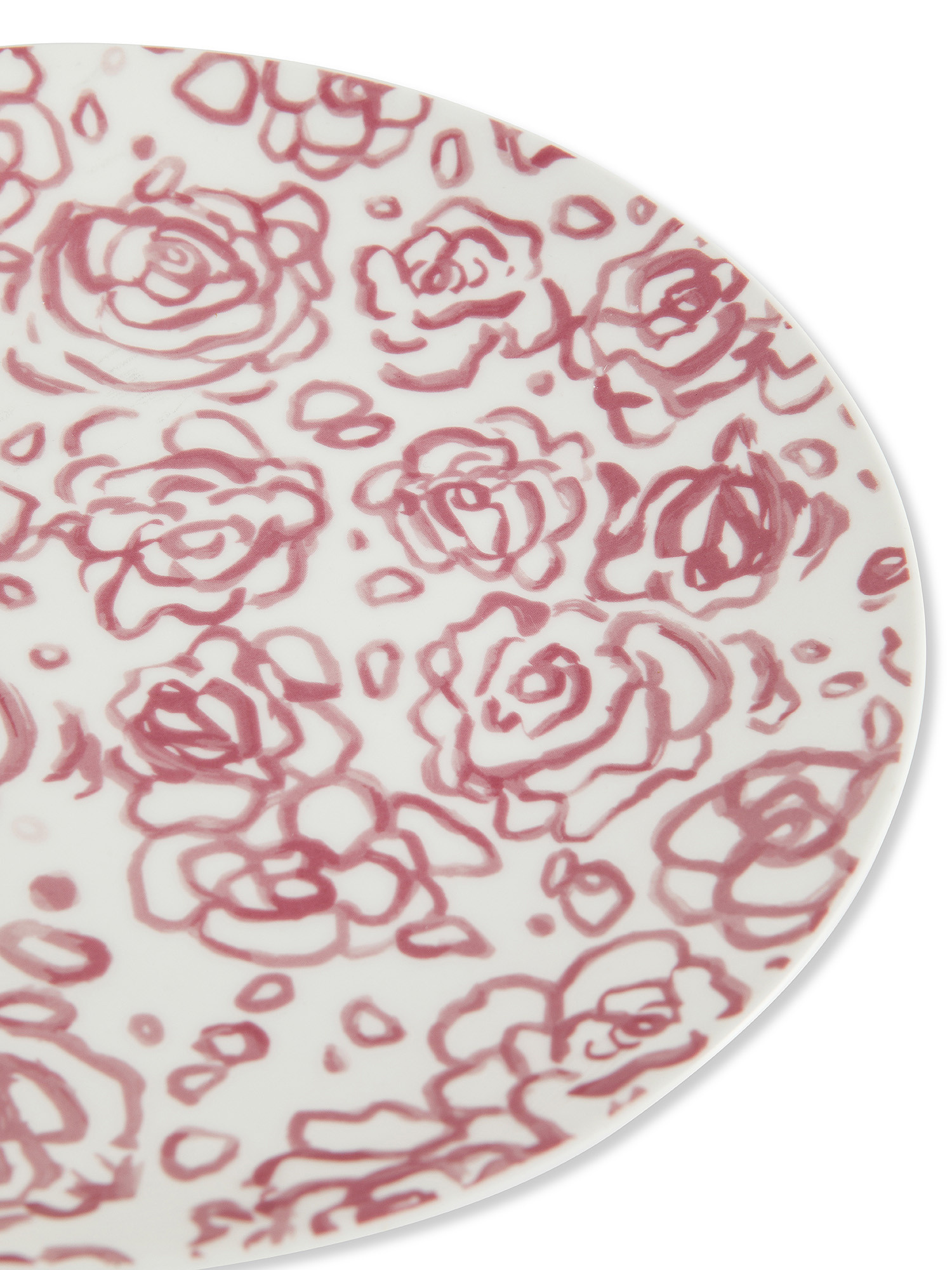 Piatto frutta new bone china decoro rose, Bianco, large image number 1