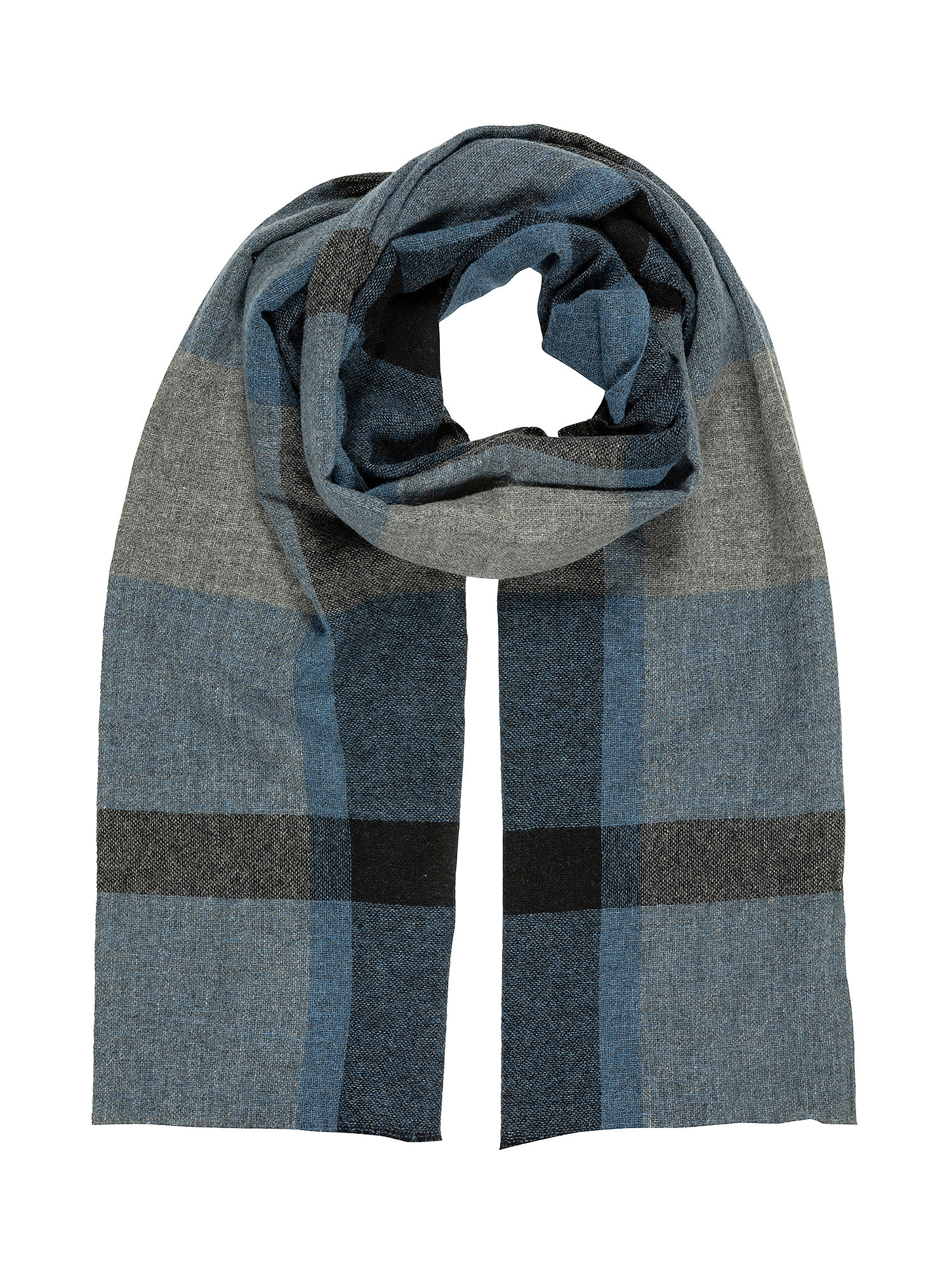 Checked wool blend scarf, Light Blue, large image number 0