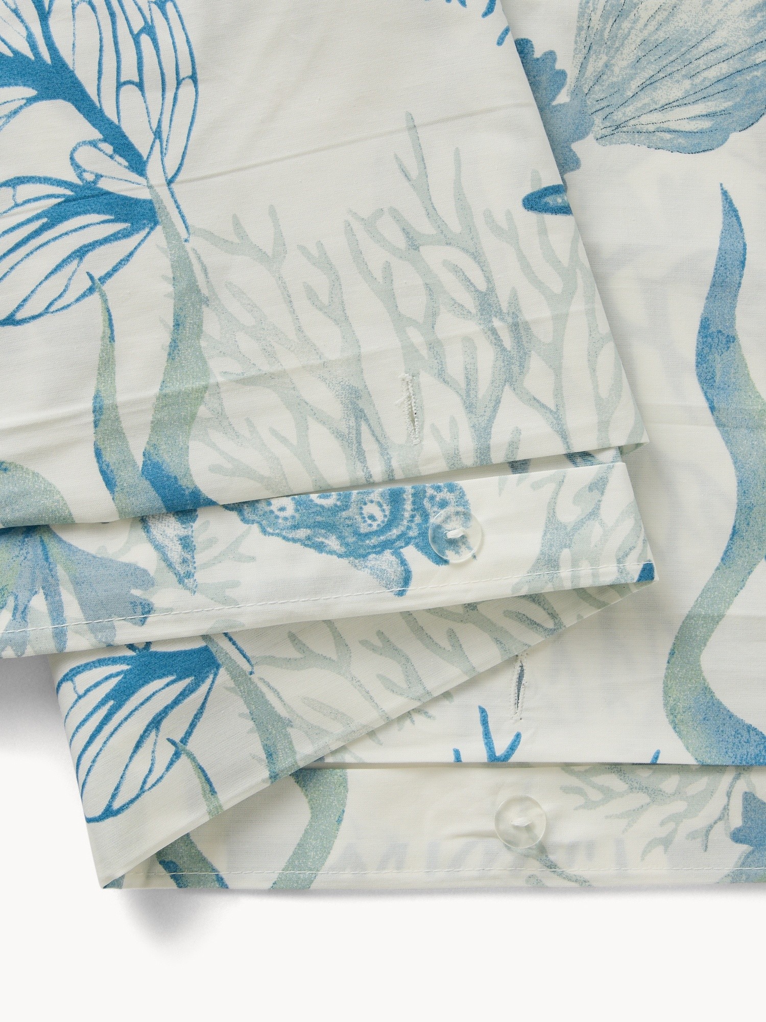 Cotton percale duvet cover with a nautical pattern, White / Blue, large image number 1