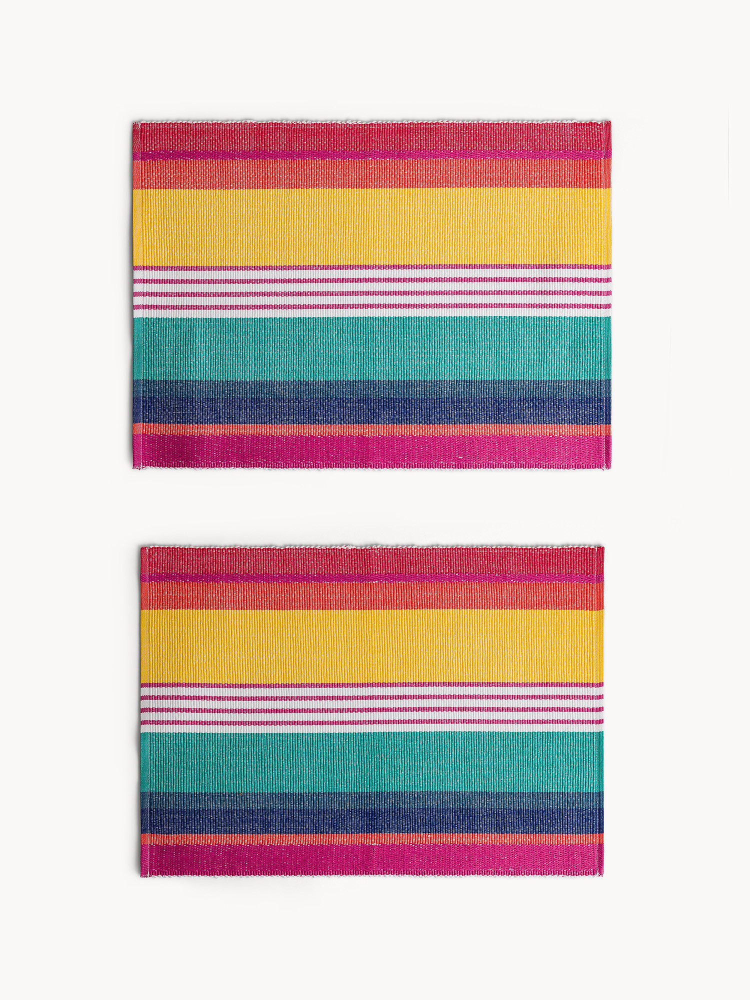 Set 2 tovagliette in puro cotone a righe, Multicolor, large image number 0