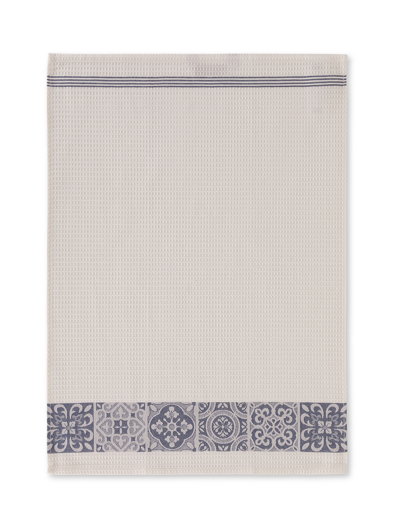 Set of 2 tea towels in pure cotton with majolica detail, Light Blue, large image number 1