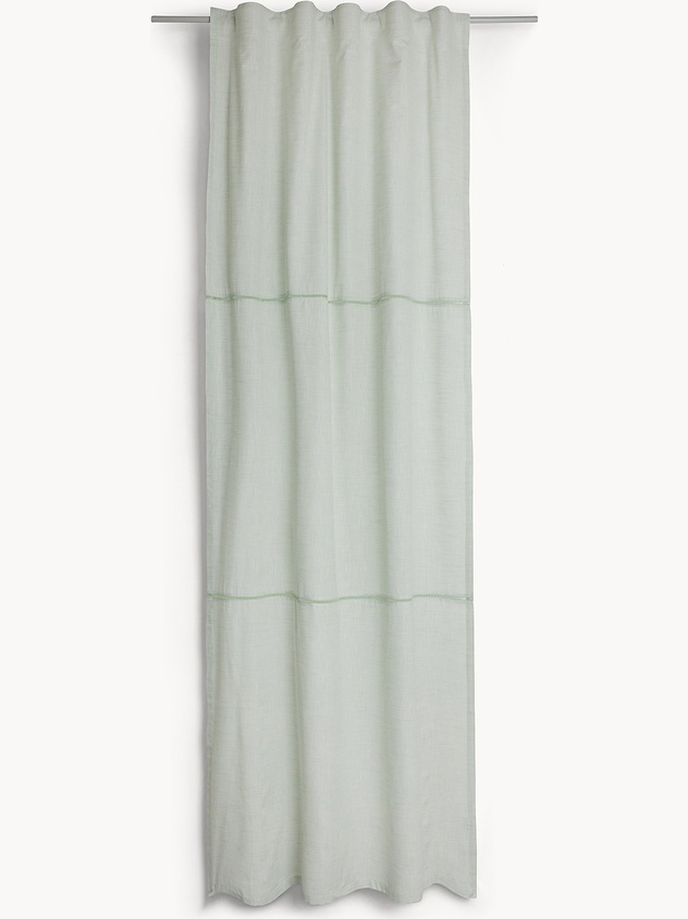 Tenda in cotone chambray con ricamo &agrave; jour