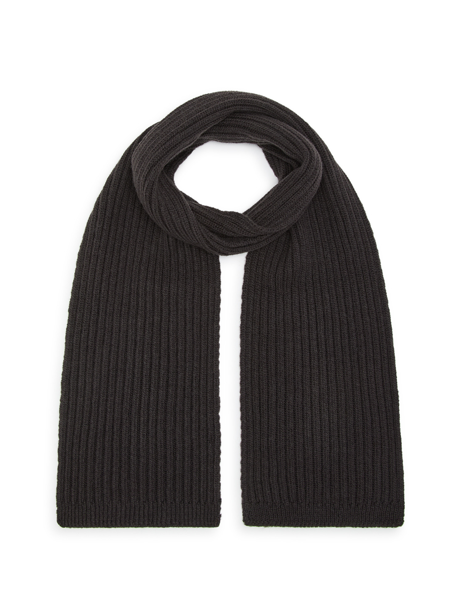 Luca D'Altieri - Ribbed scarf in pure wool, Dark Brown, large image number 0