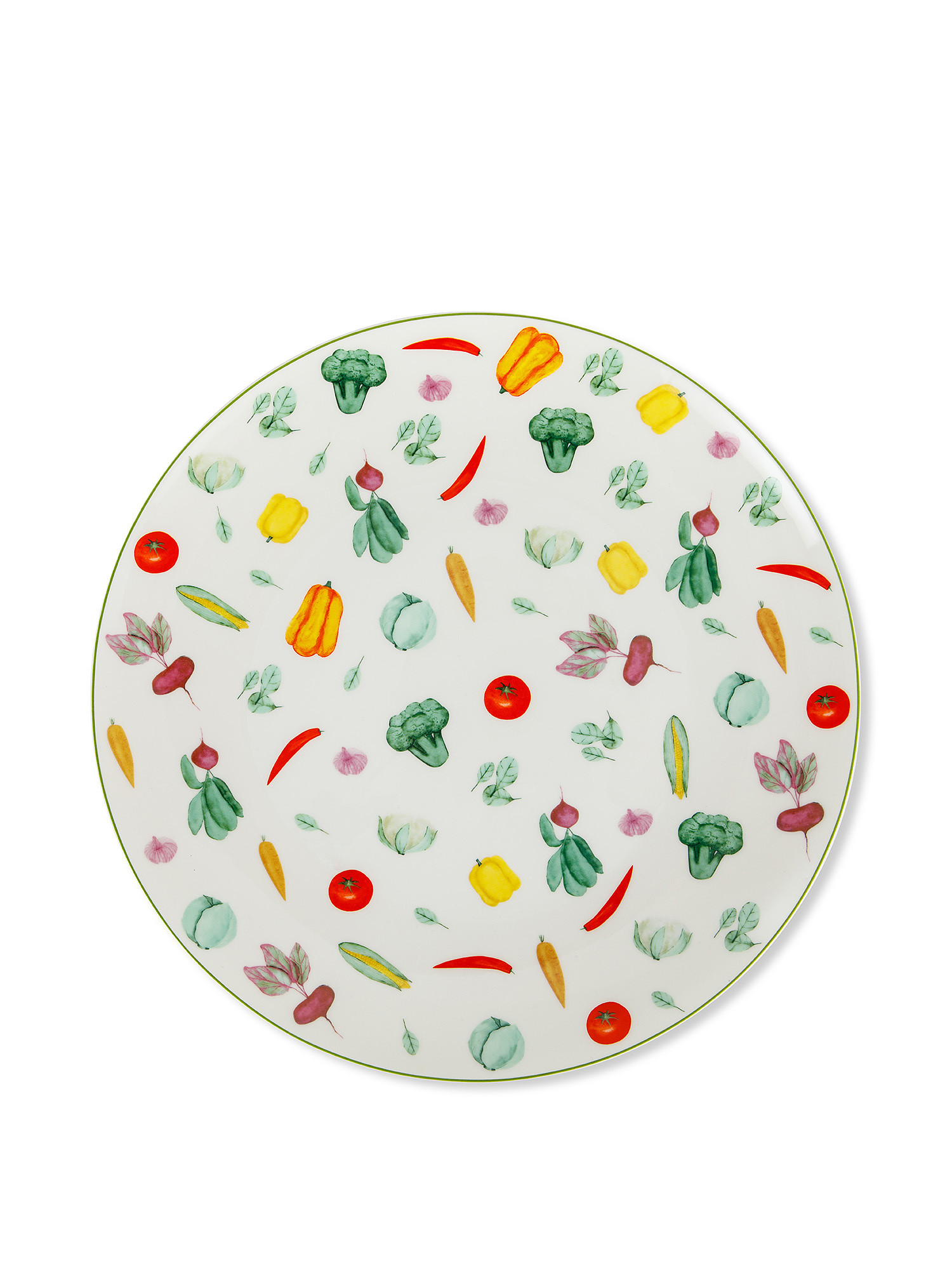 New bone china serving plate with vegetable motif, White, large image number 0