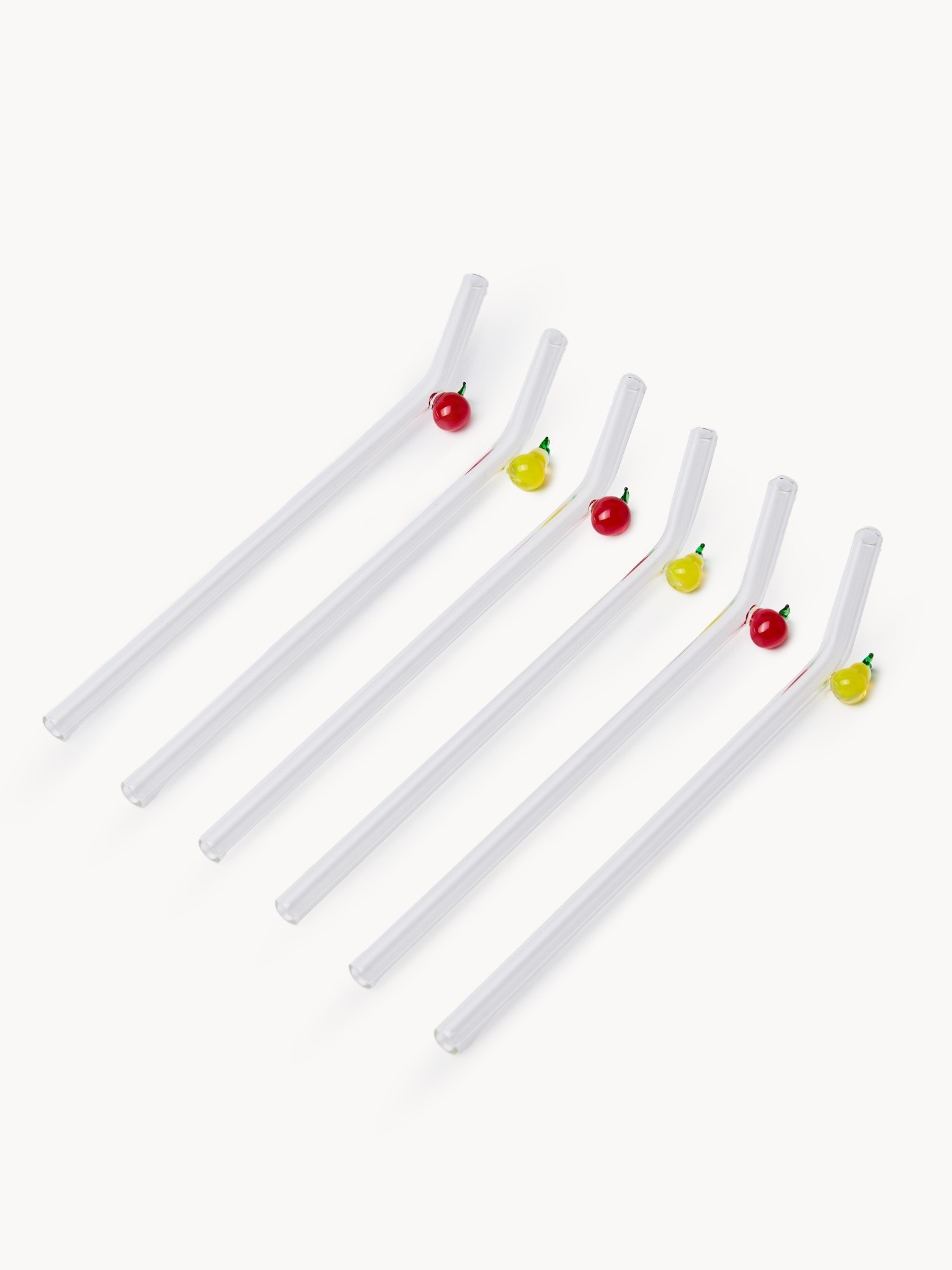 Borosilicate glass straws with fruit detail, Multicolor, large image number 0