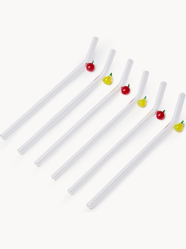 Borosilicate glass straws with fruit detail