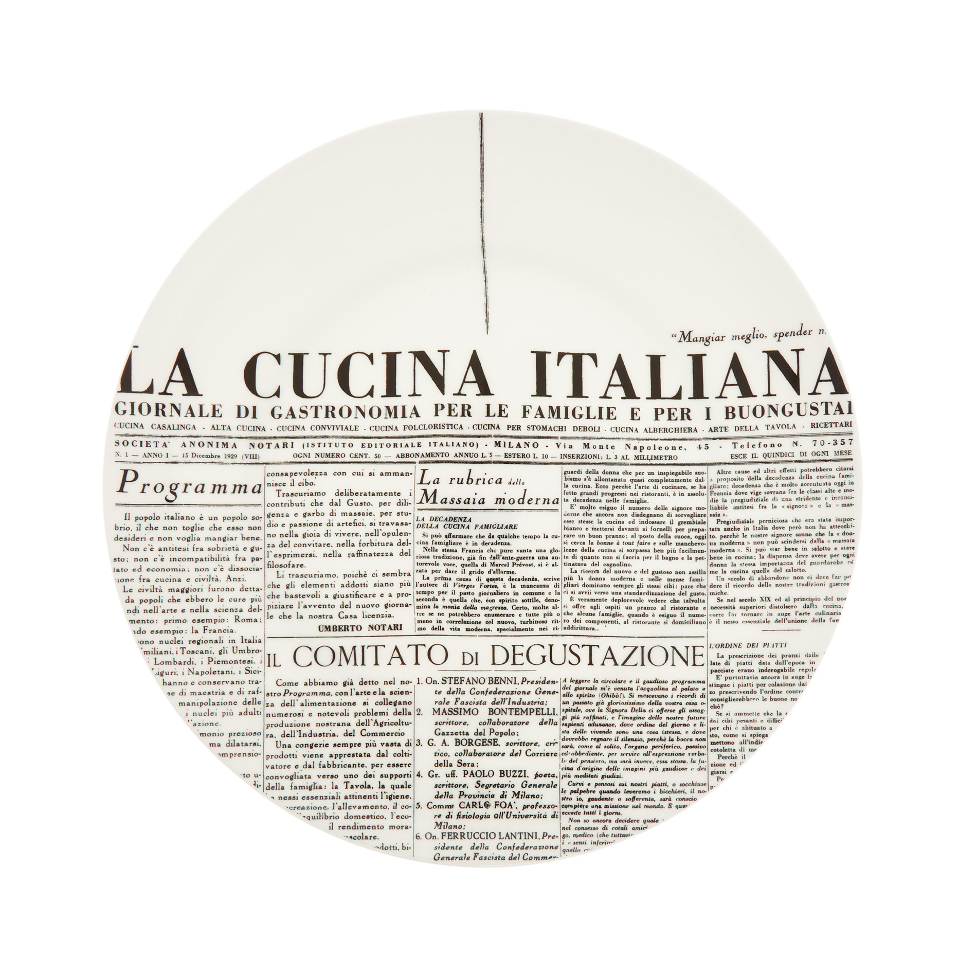 Piatto da portata fine bone china decoro geometric La Cucina Italiana, Bianco, large image number 0