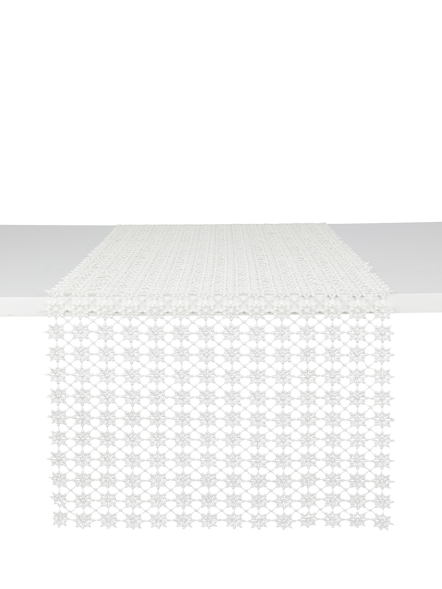 Table runner with lurex bows embroidery, White, large image number 0