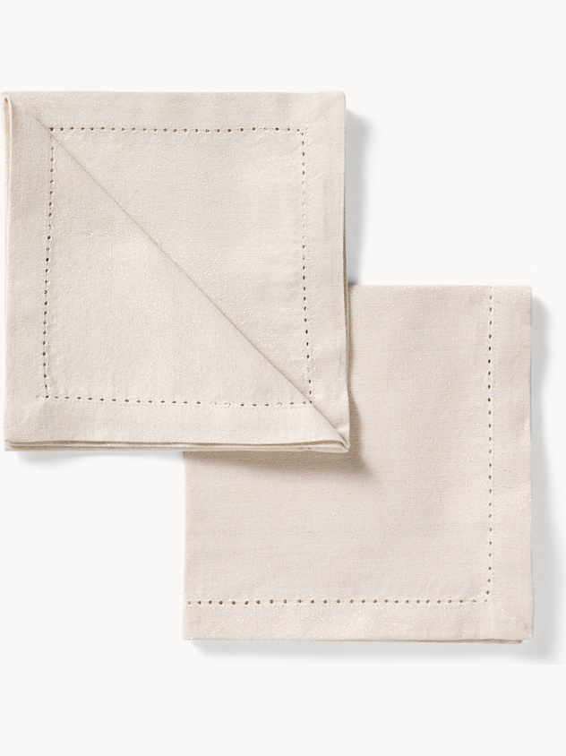 Set of 2 cotton and lurex napkins with hemstitch