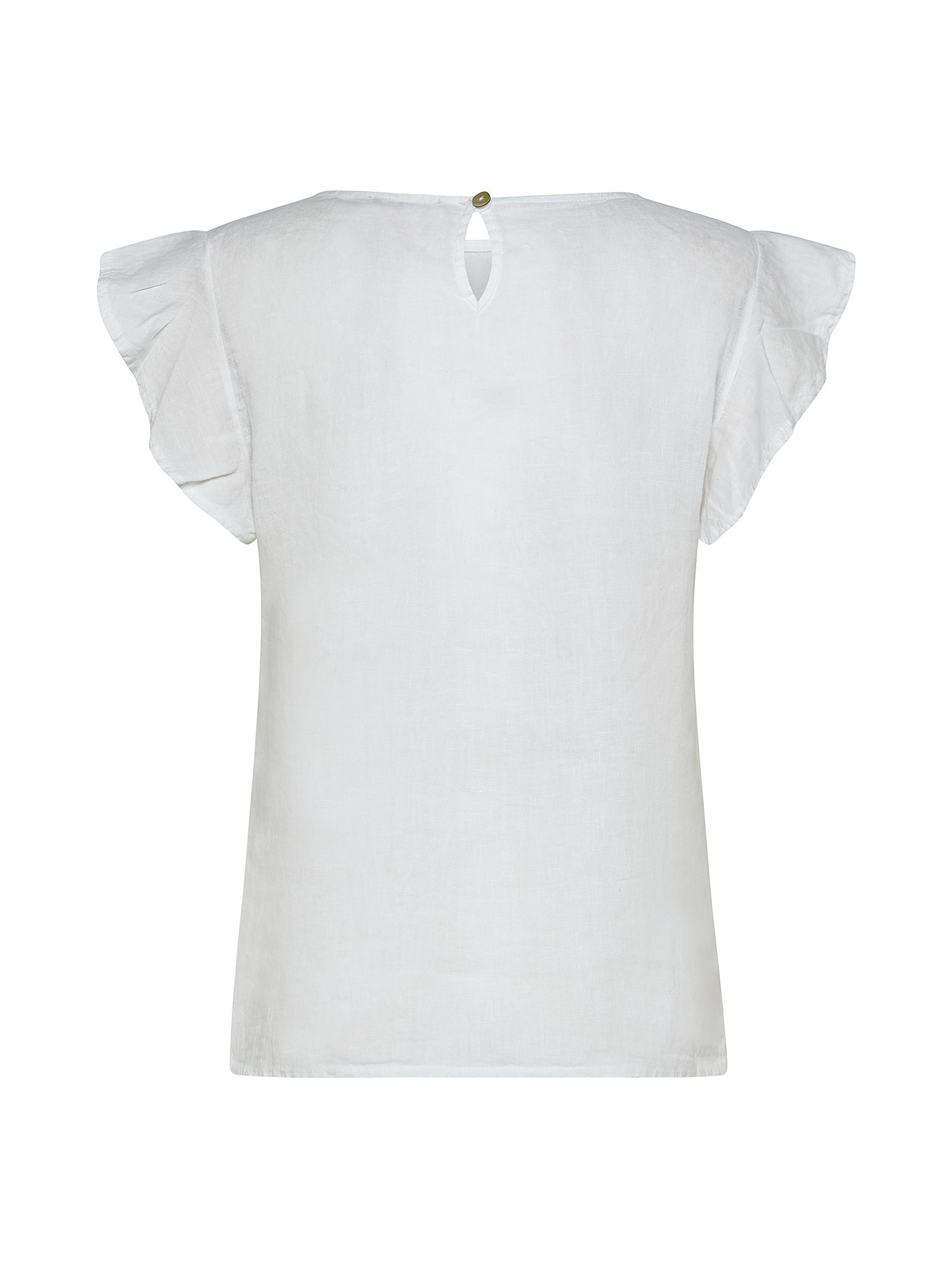 Solid color pure linen blouse, White, large image number 1