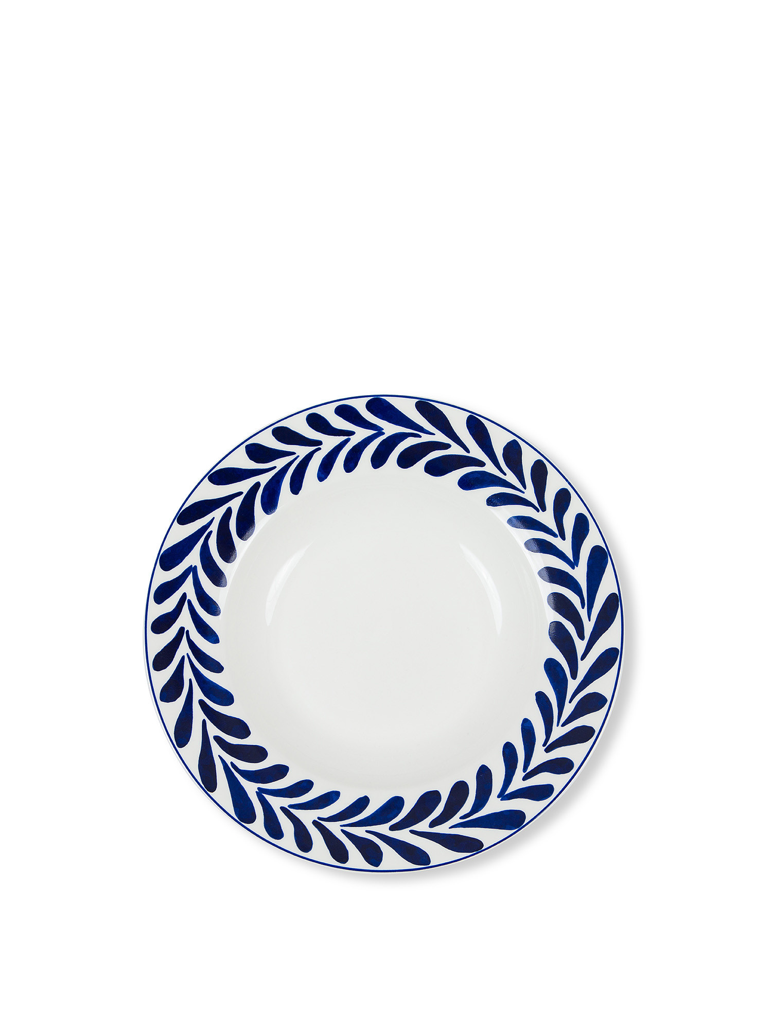 Decorated new bone china soup plate, Blue, large image number 1