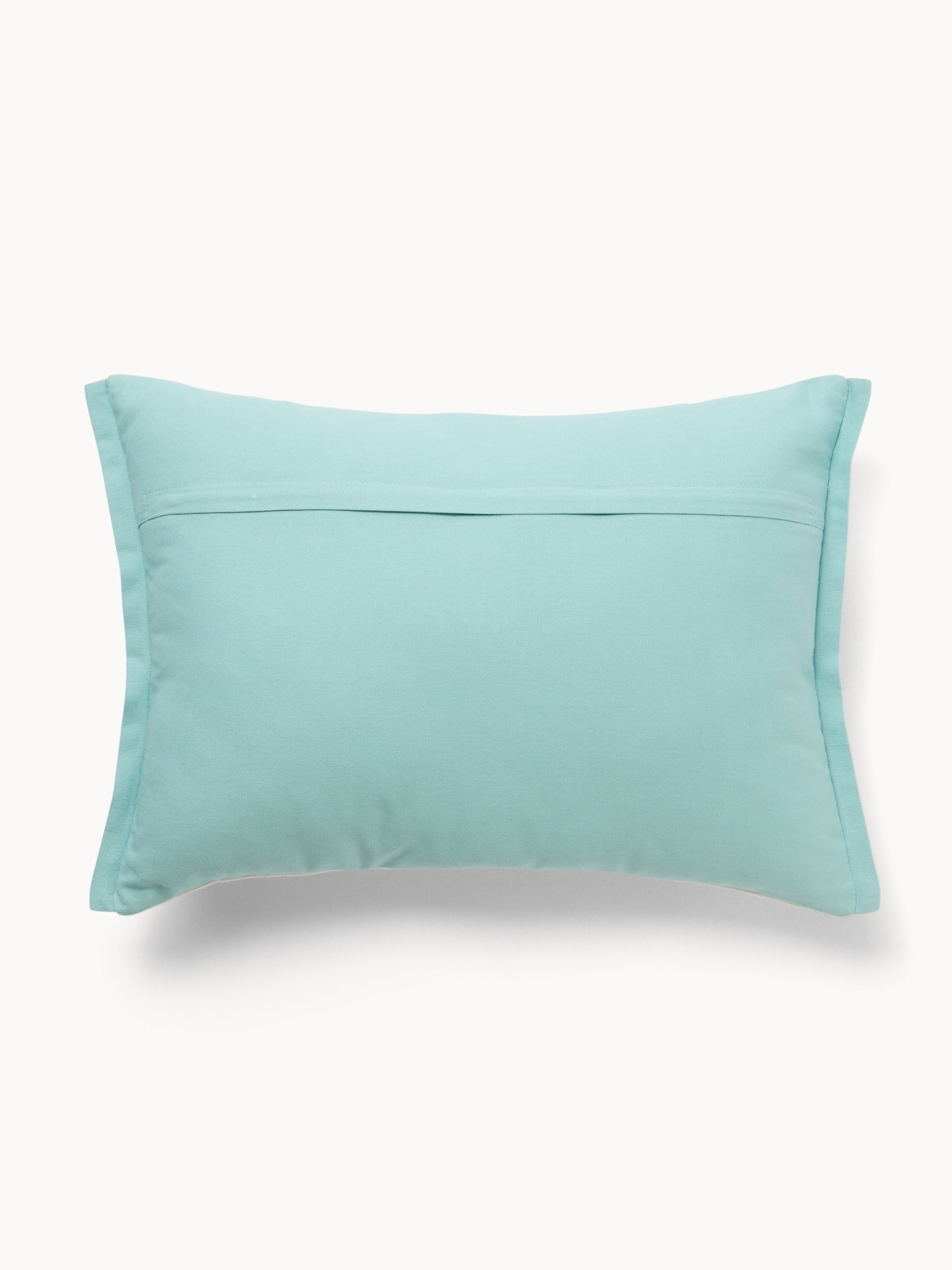 Cotton cushion with starfish embroidery,35x50cm - Introductory price, Bianco/Azzurro, large image number 1