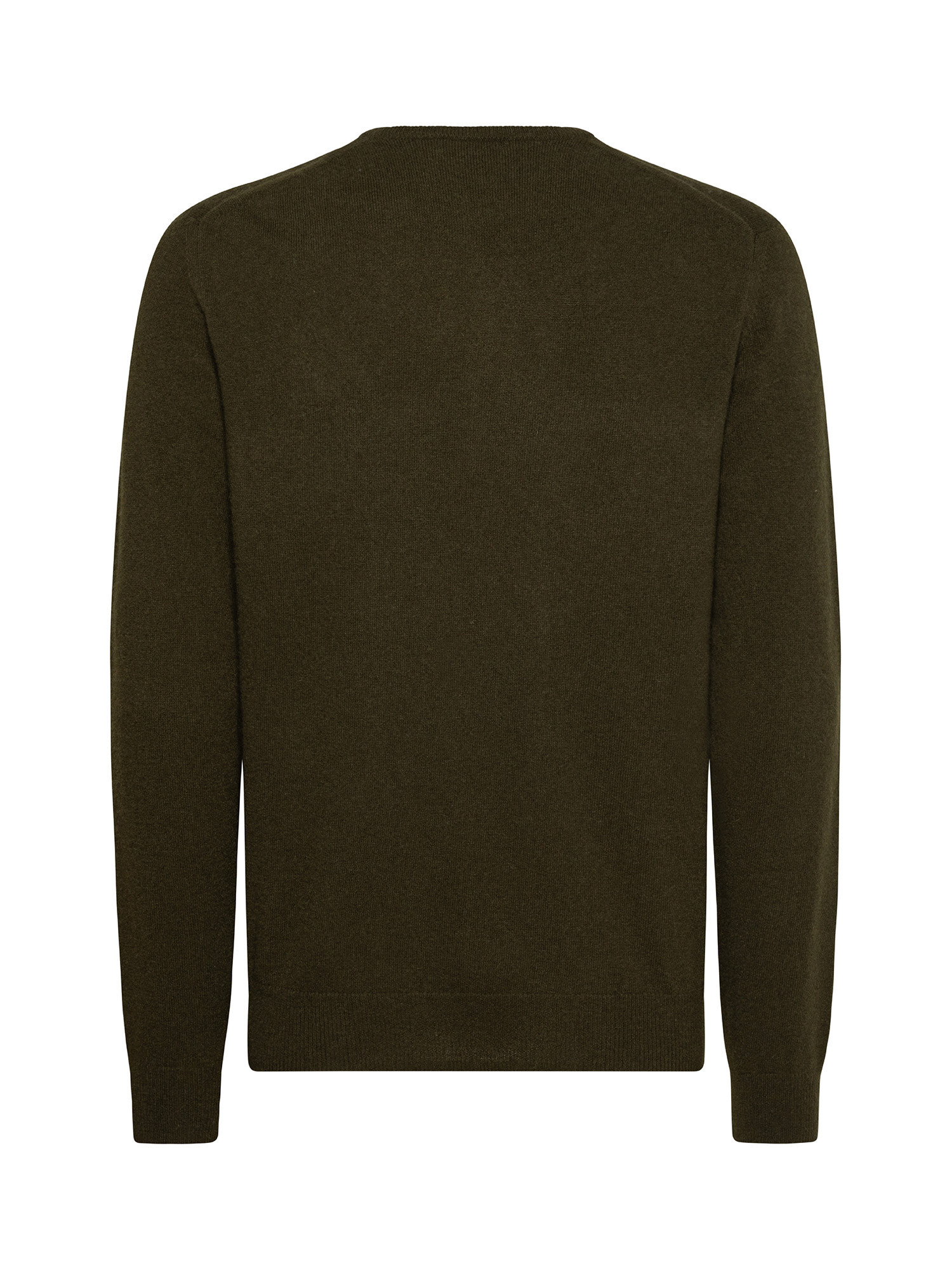 Pullover girocollo in puro cashmere, Verde scuro, large image number 1