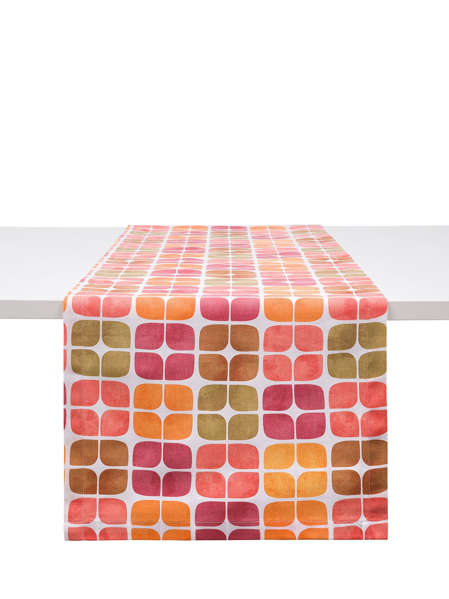 Cotton table runner with tile print, Multicolor, large image number 0