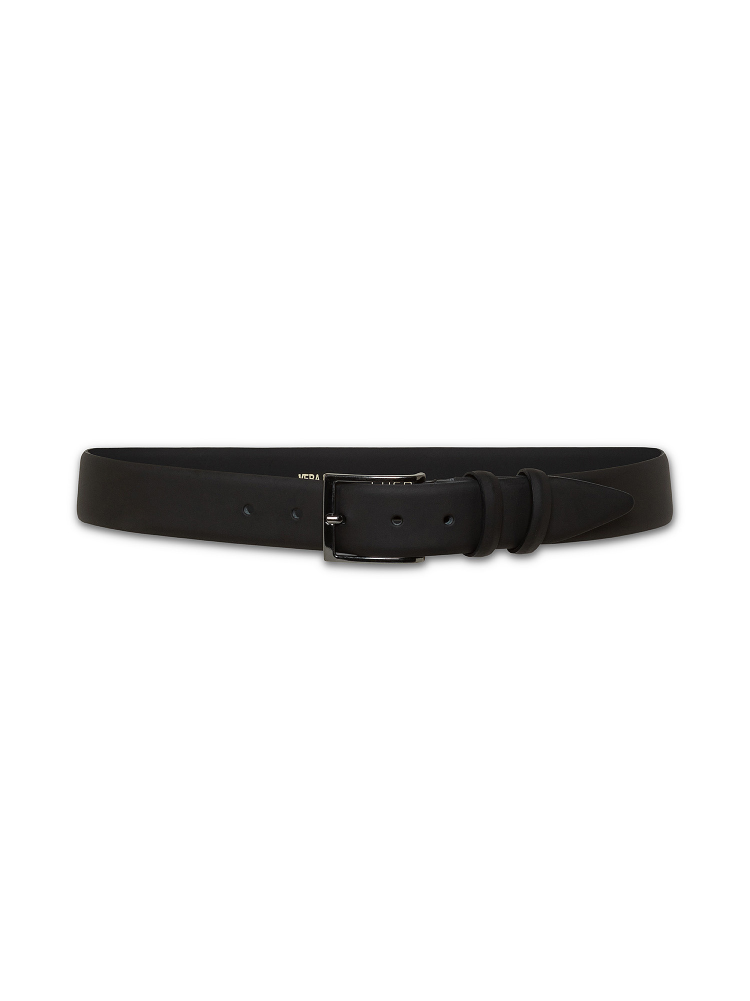 Printed nubuck leather belt, Black, large image number 1