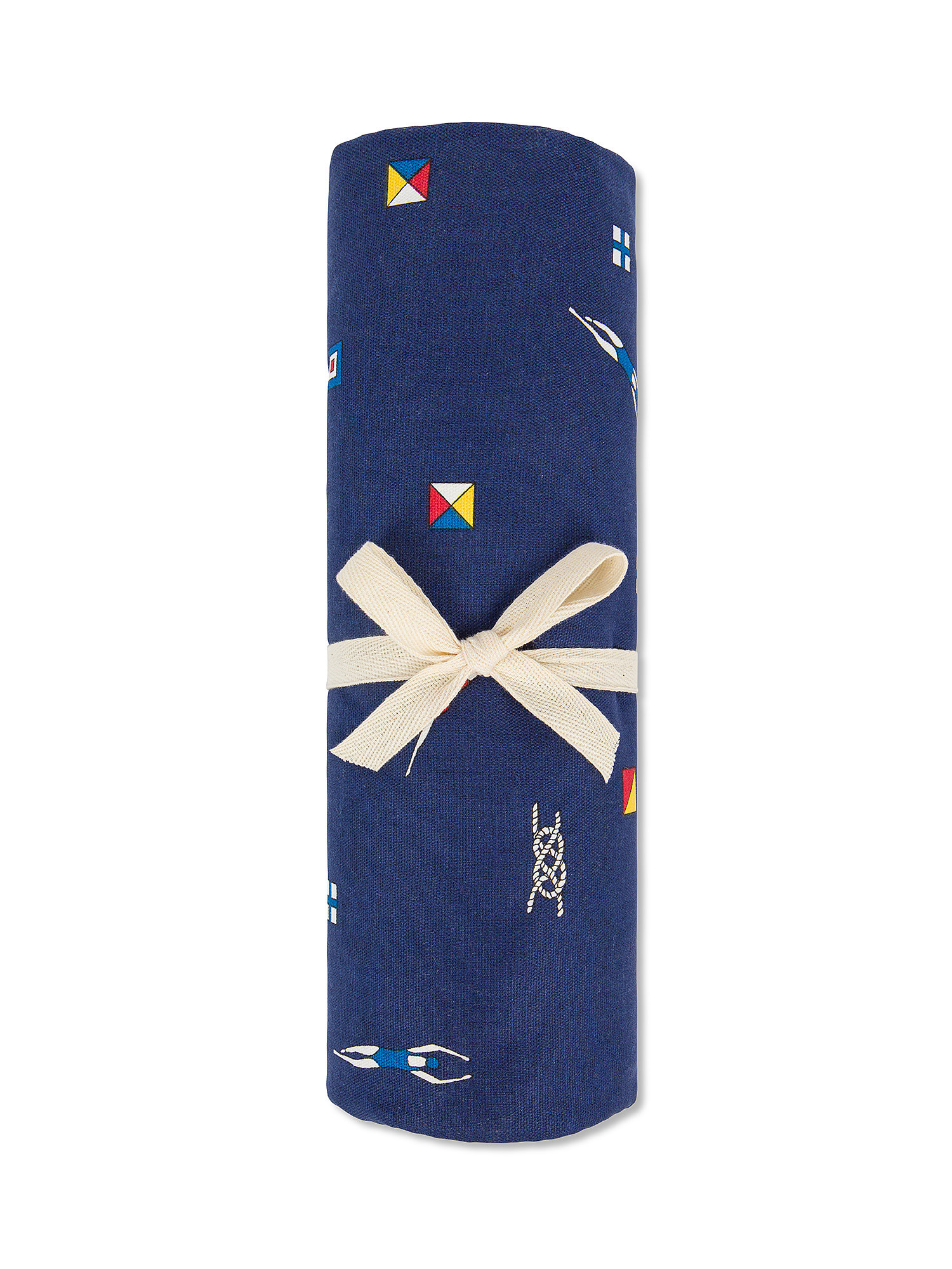 100% cotton decorative towel with nautical print, Blue, large image number 1