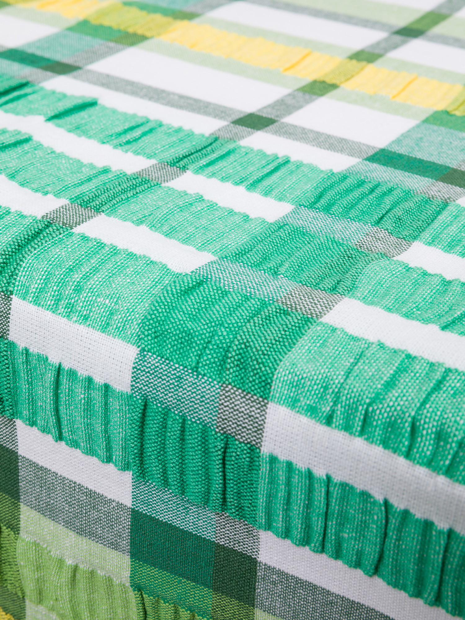 Pure cotton tablecloth with crossed stripes, Green, large image number 1