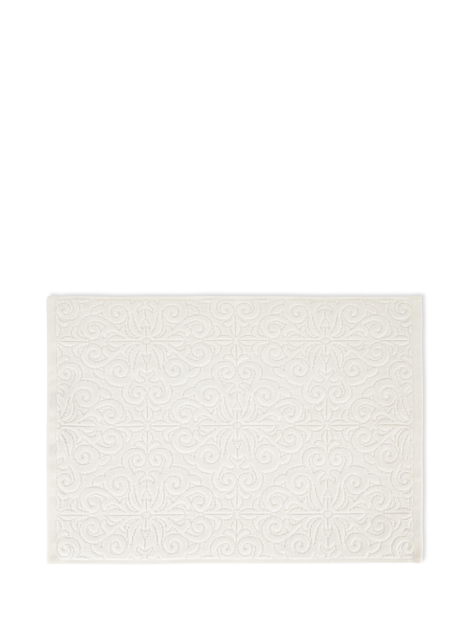 Asciugamano cotone velour motivo azulejos, Bianco, large image number 1