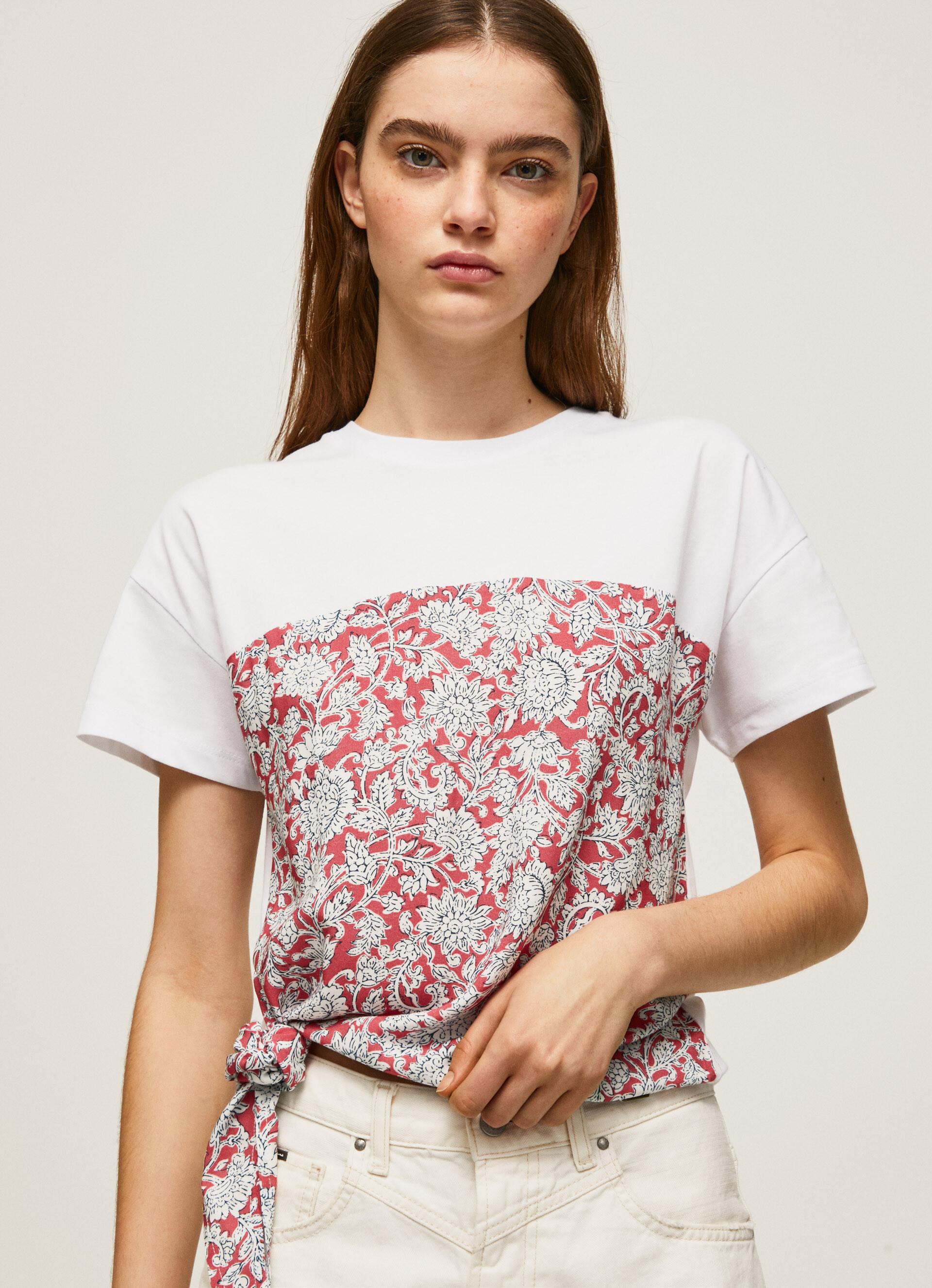 Pepe Jeans - Patterned cotton T-shirt, Red, large image number 2