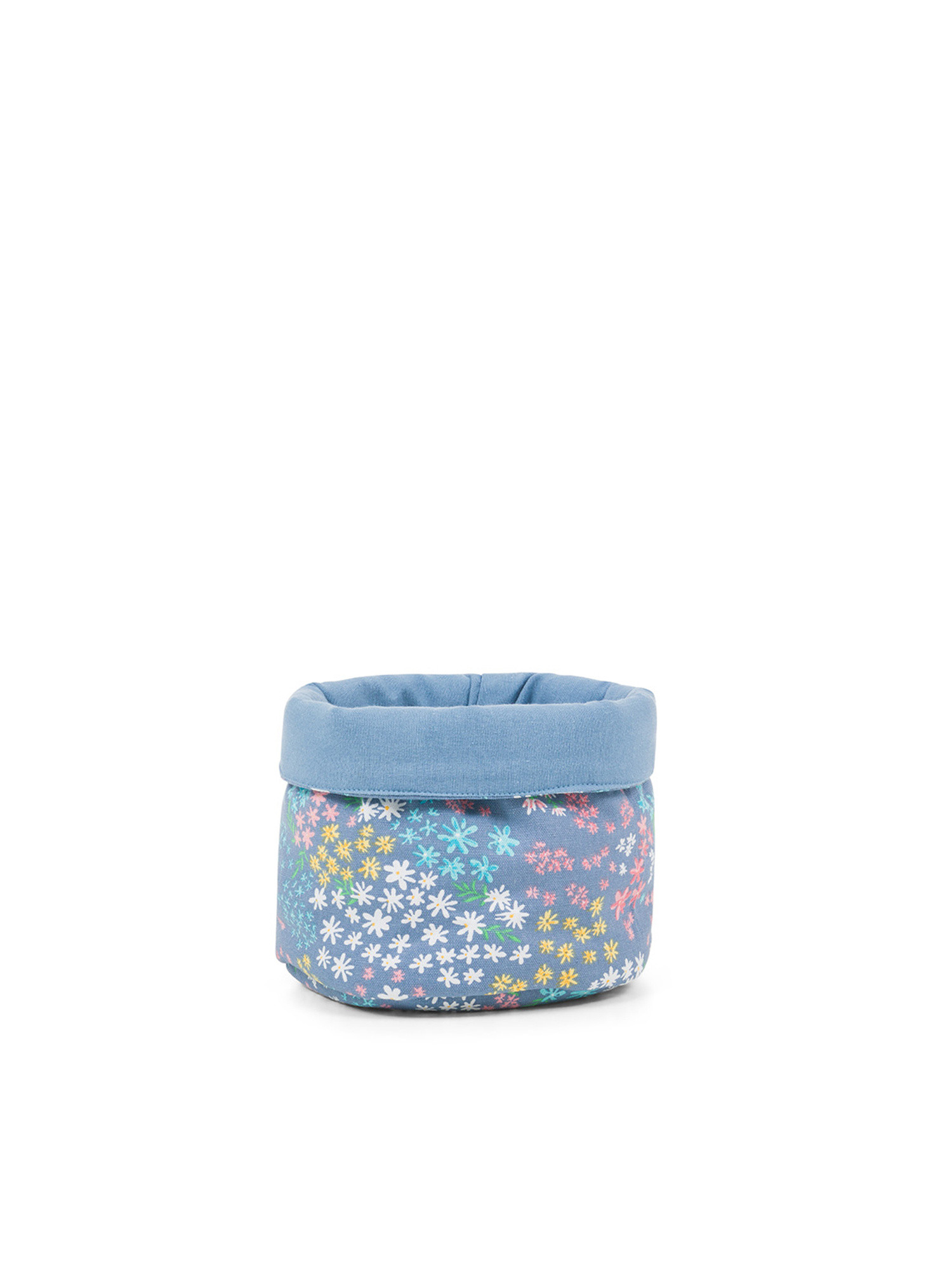 Pure cotton basket with flower print, Blue, large image number 0