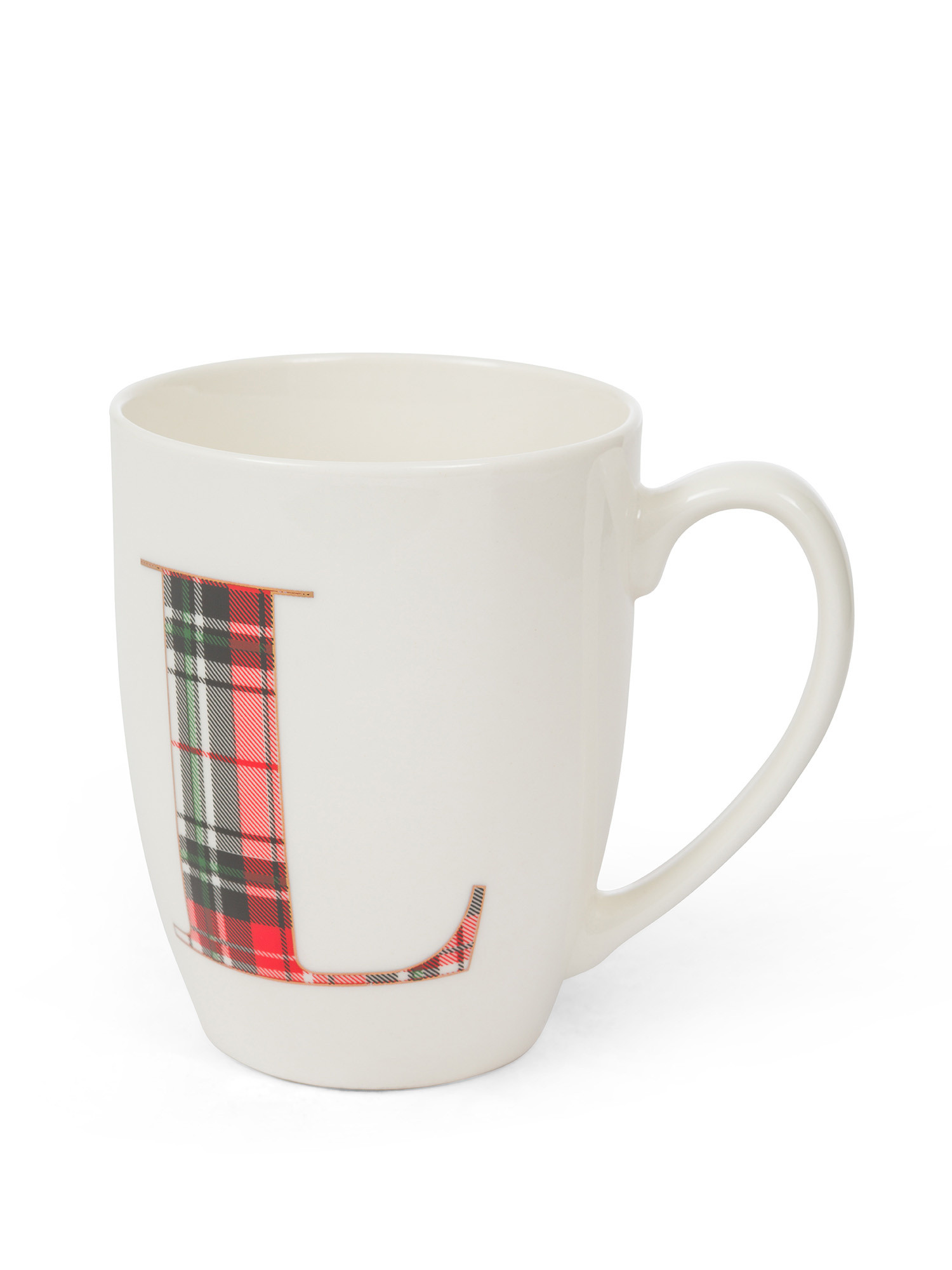 Tazza in porcellana lettera tartan, Bianco, large image number 1