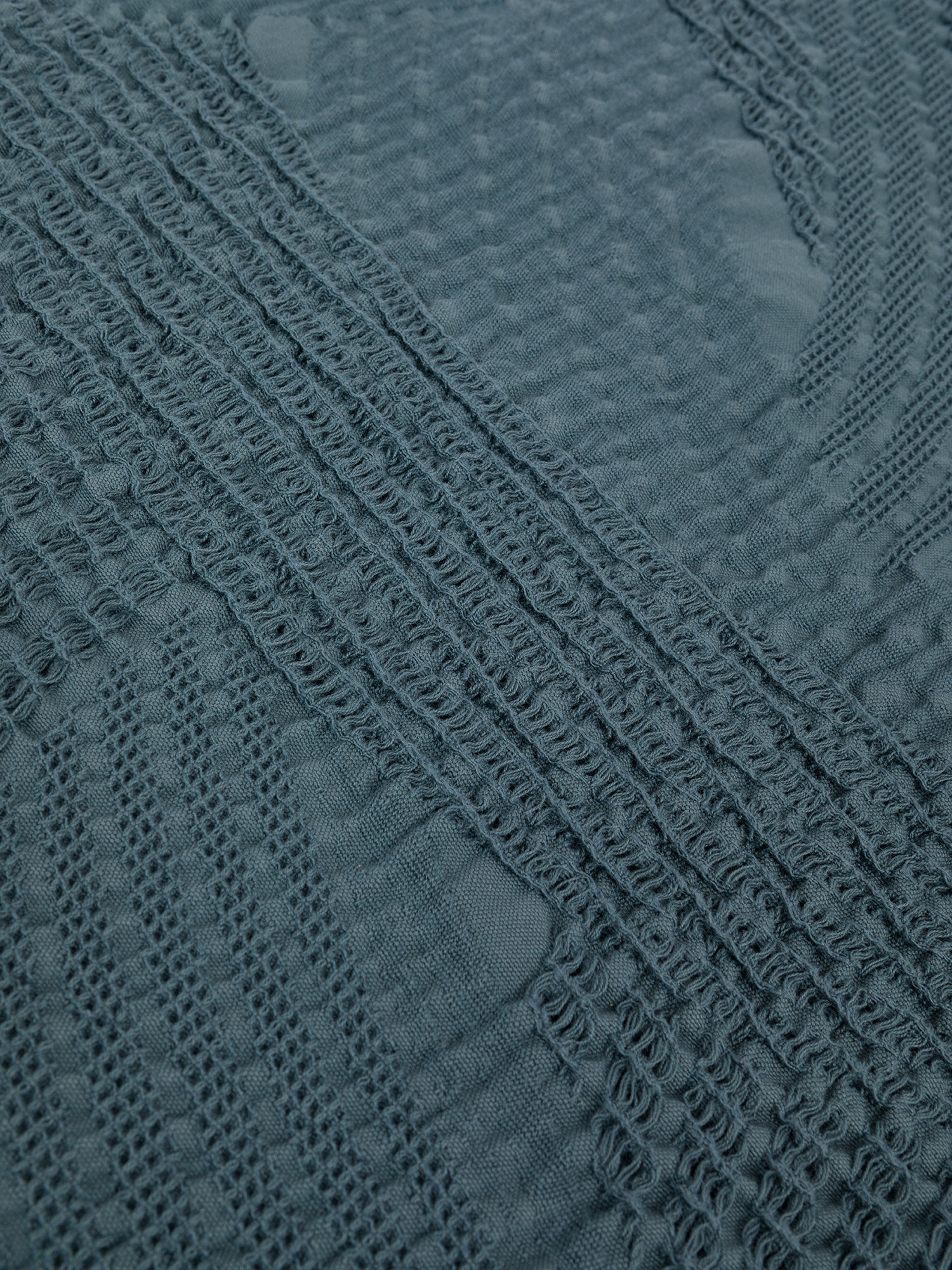 Pure washed cotton bedspread, Blue, large image number 1