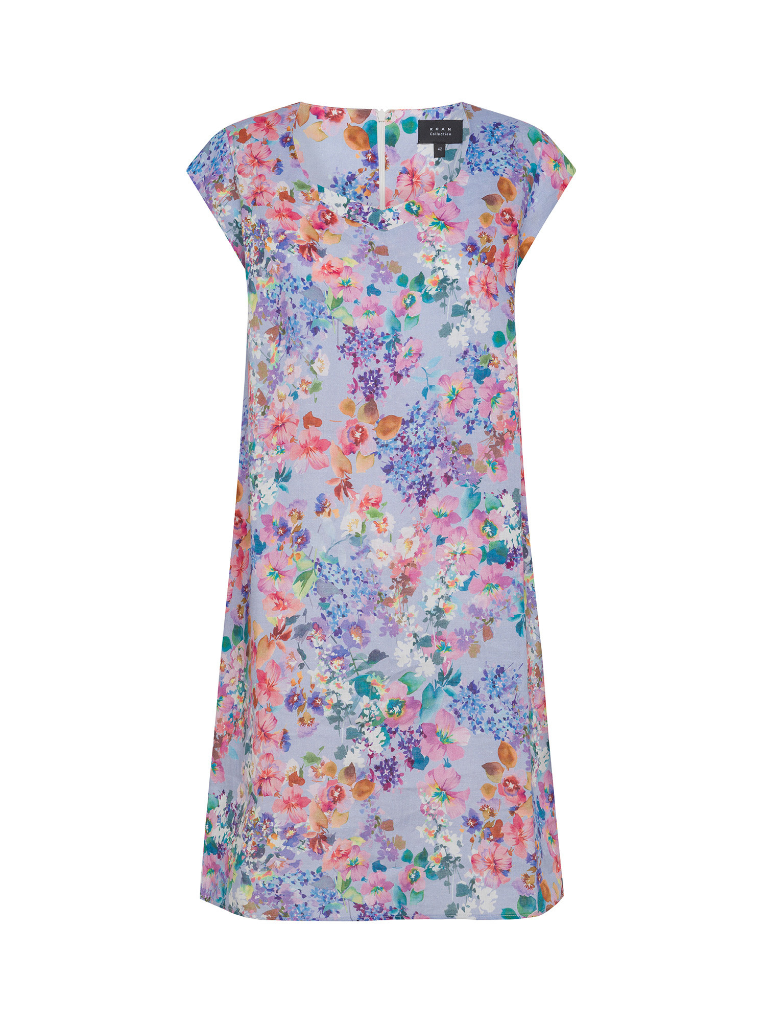 Koan - Pure linen dress with print, Purple Lilac, large image number 0
