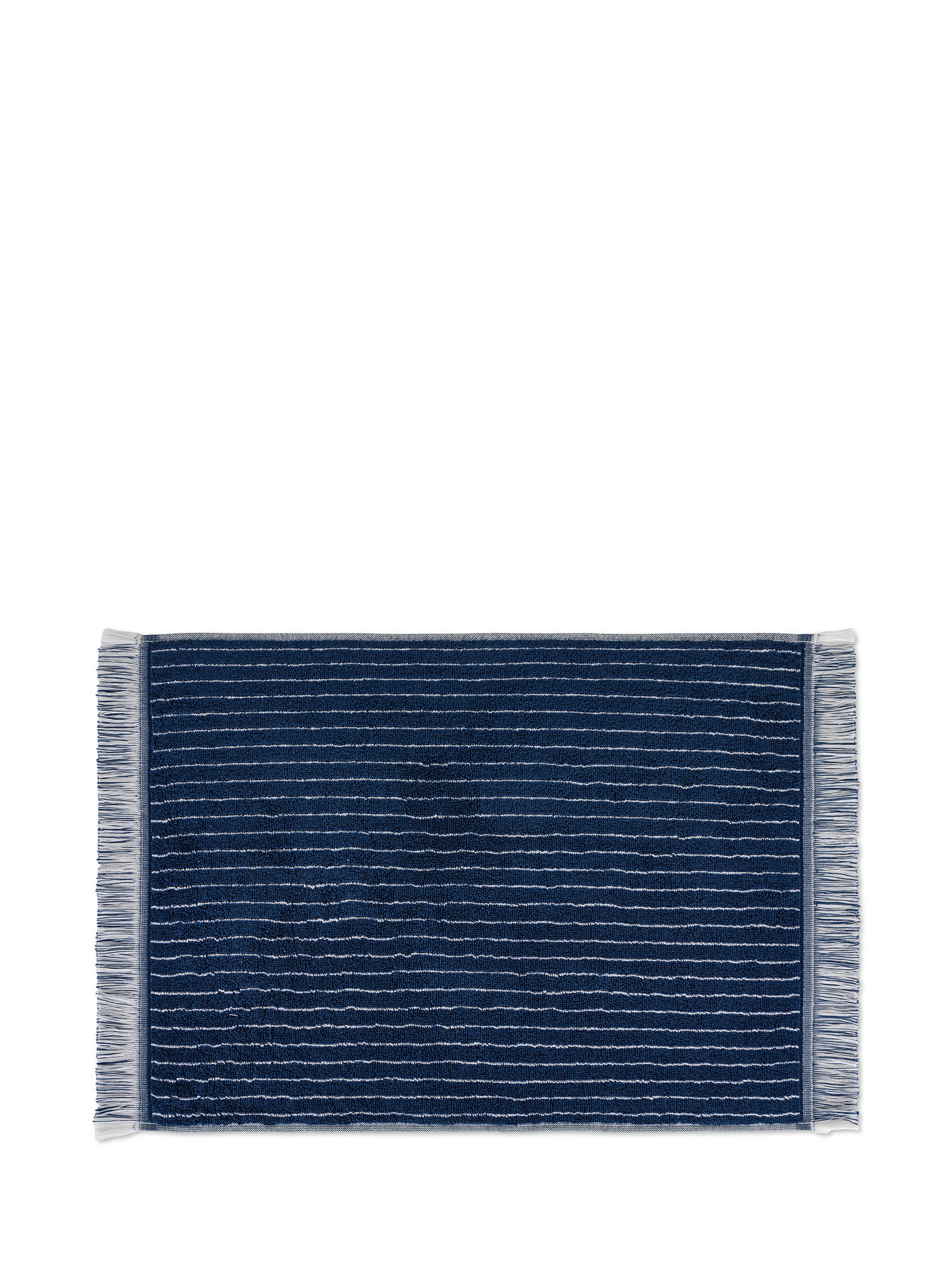Asciugamano di puro cotone tinto in filo motivo riga gessata, Blu, large