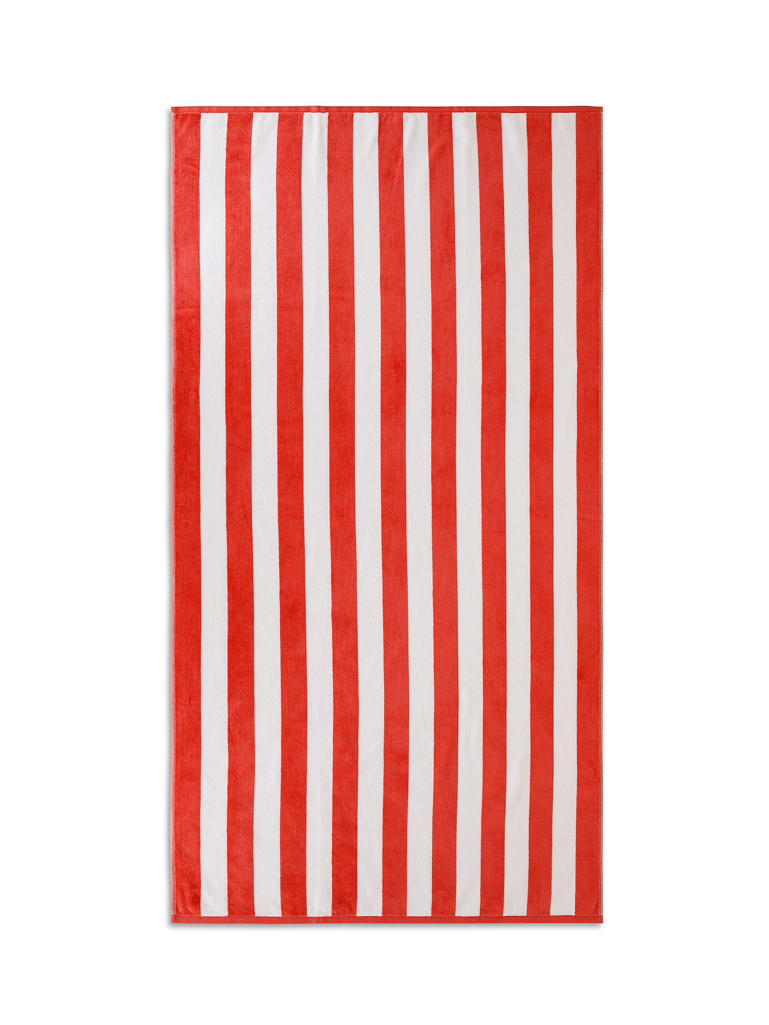 Cotton velor beach towel with striped pattern, Red, large image number 0