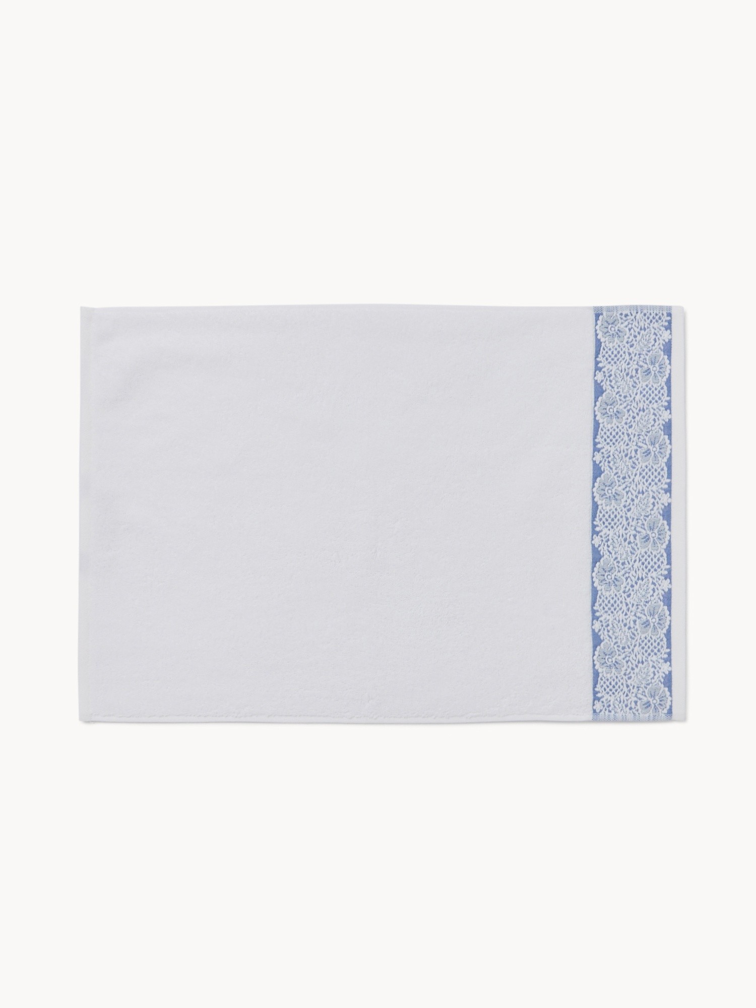 Asciugamano  in spugna di cotone con bordo floreale jacquard  - Prezzo di lancio, Blu, large image number 1