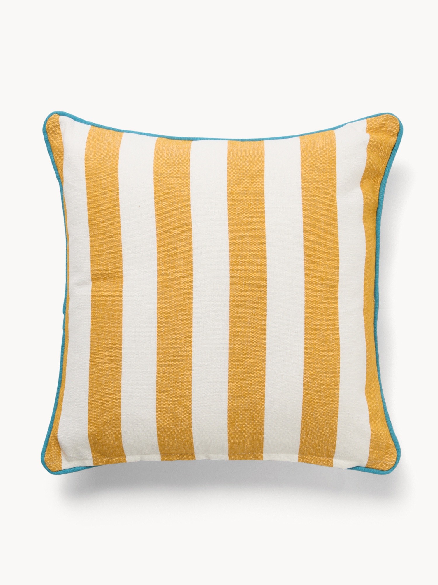 Striped Cushion with Contrast Overlock 45x45cm - Introductory Price, Yellow, large image number 1