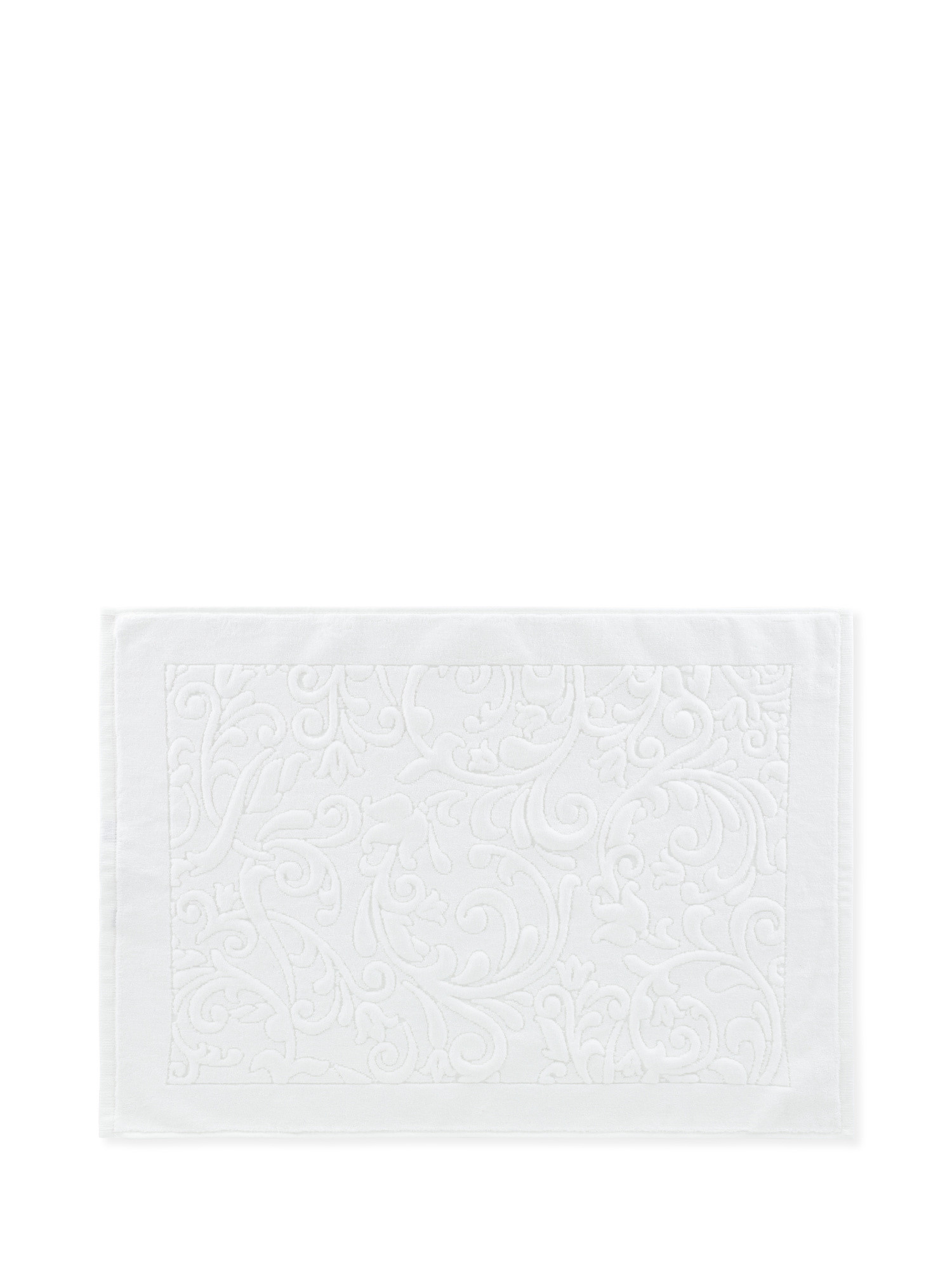 Tappeto bagno cotone velour lavorazione floreale, Bianco, large