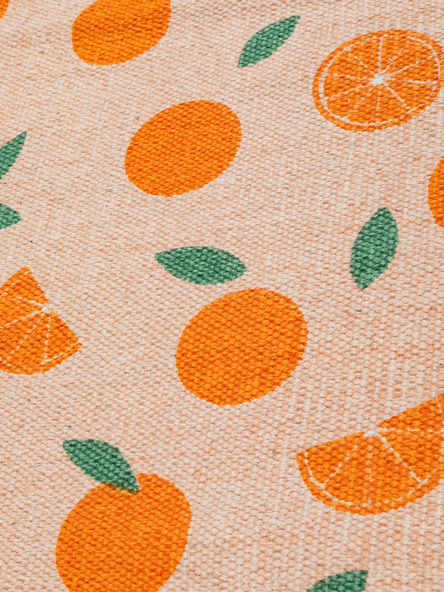 Pure cotton kitchen rug with orange print, White, large image number 1