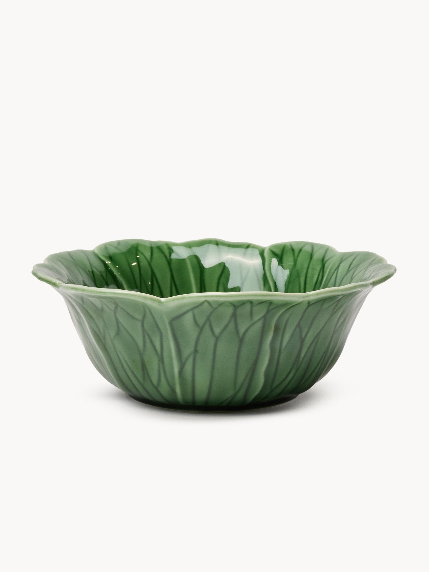 Cabbage-leaf-shaped porcelain bowl, Green, large image number 0