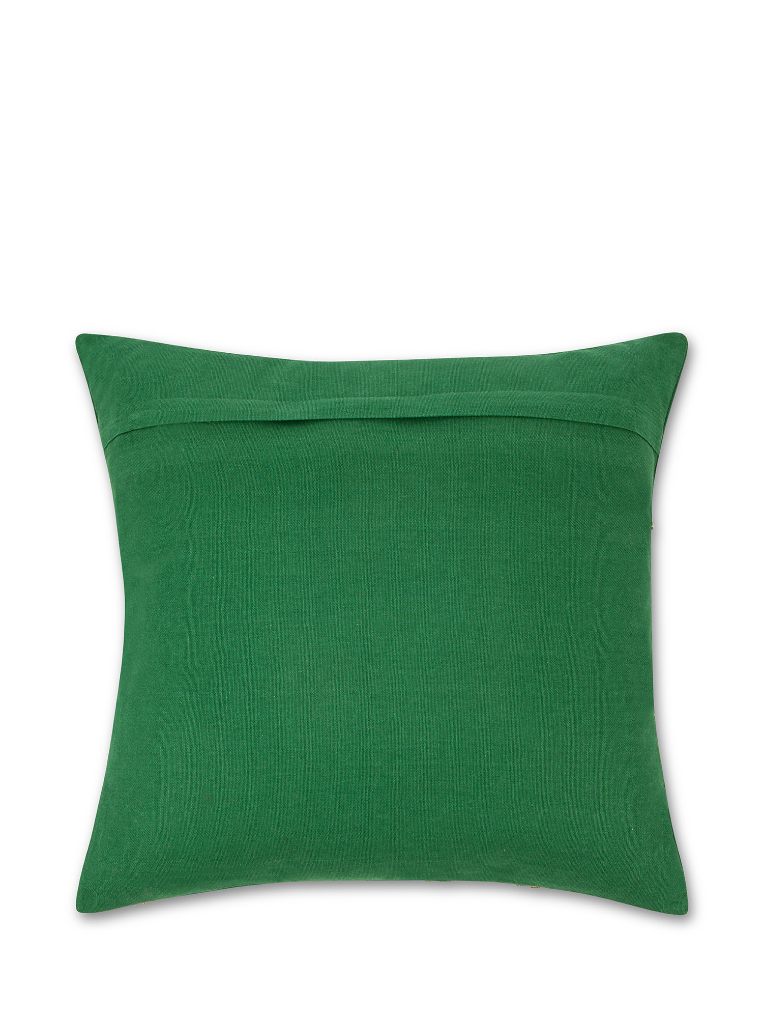 Cuscino tessuto ricamo perline 45x45cm, Verde, large image number 1