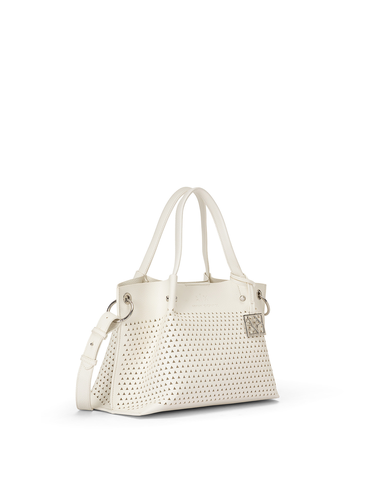 Shopping bag con cerniera superiore, Bianco, large image number 1